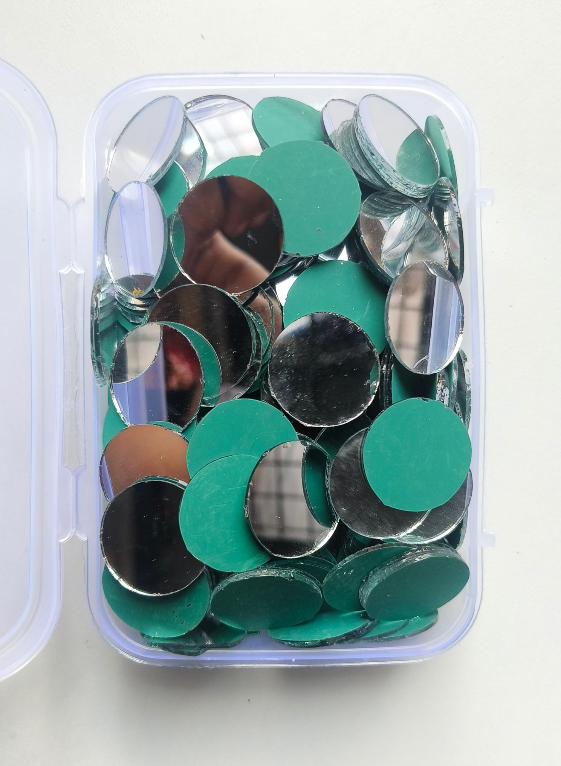 Nihaal Big Size Round Shape Mirror(25 mm) for All Art & Crafts Works [ Total 50 Pieces with Fabric Glue Cone ]-picture-18