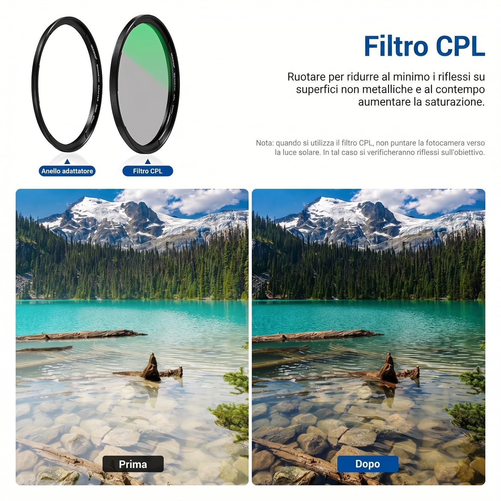 NEEWER Kit Filtro Magnetico 67mm,CPL+ND2-32 Variabile+Black Diffusion 1/4 Filtro Per Effetto Mist Cinematic+Copriobiettivo+Anello Adattatore,Filtri Polarizzatore Circolare e Densità Neutra Impilabili