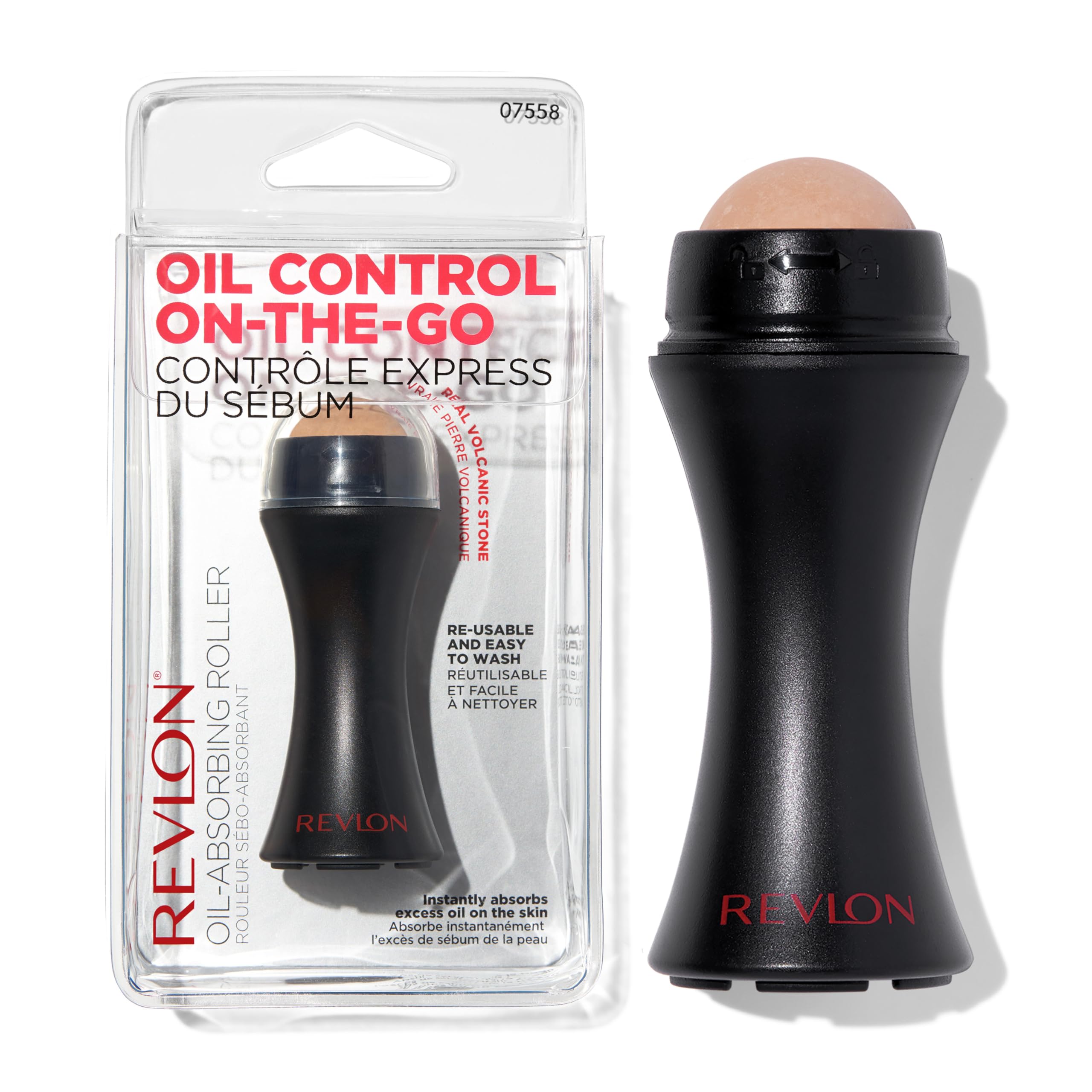 Revlon Face Roller By , Oily Skin Control For Face Makeup, Oil Absorbing, Volcanic Reusable Facial Skincare Tool For Athome Or Onthego Mini Massage