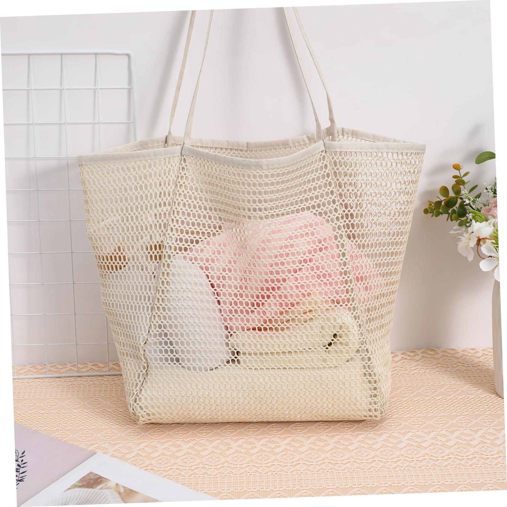 Healeved 3pezzi Borsa Da Spiaggia in Rete Borsa Rete Per Mare Leggera e Grande Capacità Resistente e Versatile Per Vacanze Al Mare e Gite in Piscina