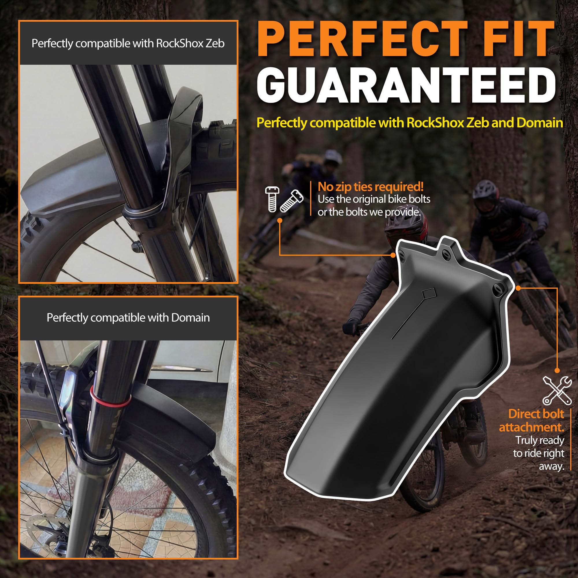 マウンテンバイクパーツセット 電子ホーン付ライトTOWA MTBフェンダー Amazon | Dreyoo マウンテンバイクフェンダー RockShox Zeb/Domain対応