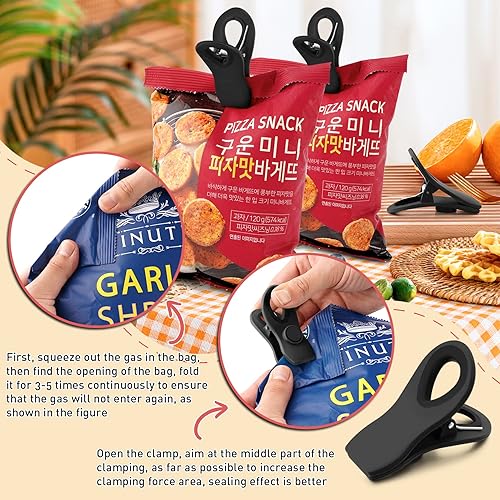 Miniatura 4 de Paquete de 12 clips magnéticos para chips, clips para pan, clips para bolsas de alimentos para paquetes de alimentos, clips de cocina con imán para