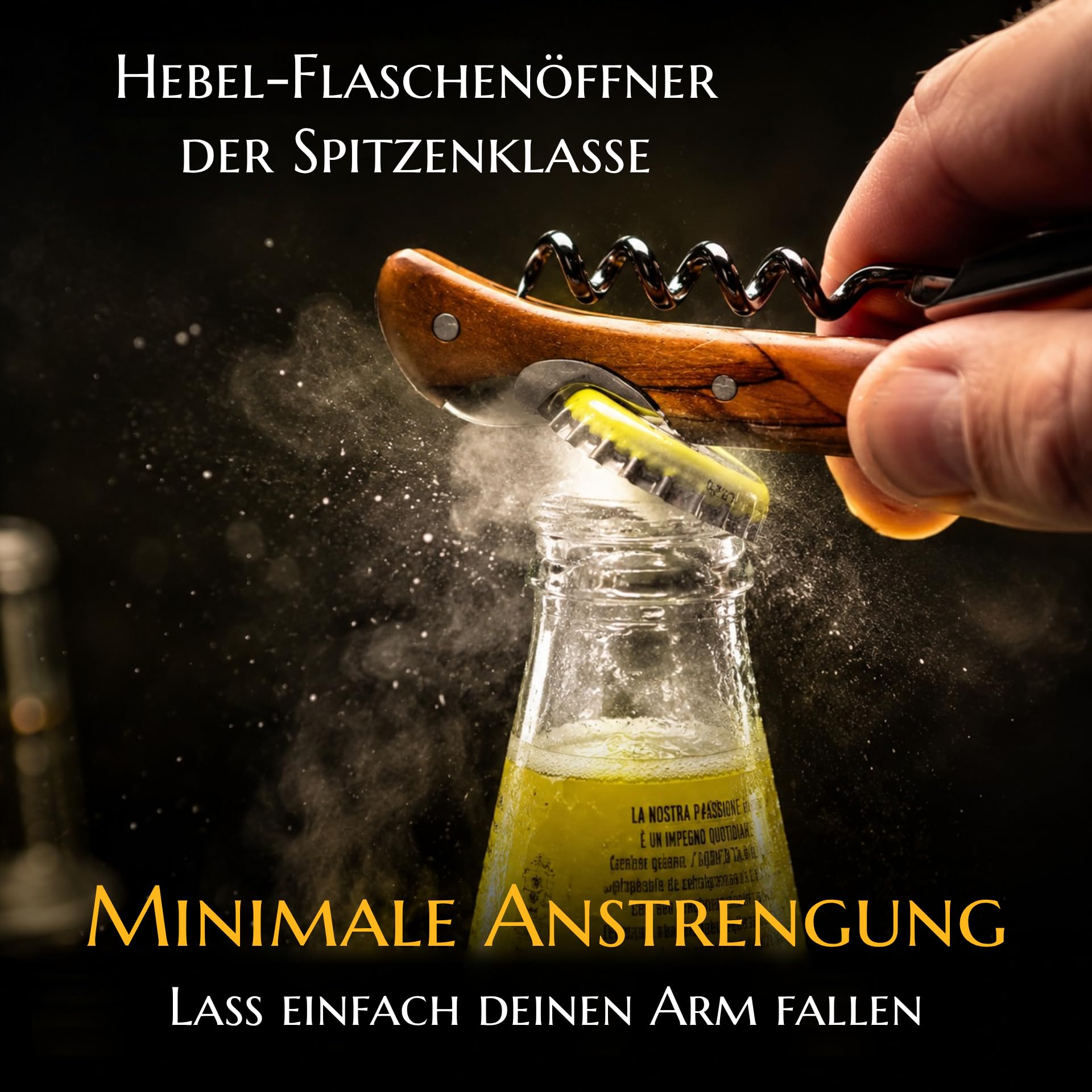 Kellnermesser für Profis FALCORK® 144 Effizienz – Ein-Schritt-Korkenzieher & Flaschenöffner für Intensiven Einsatz in der Gastronomie mit Optimal Markierter Helix & Glattem Griff aus Natur-Olivenholz