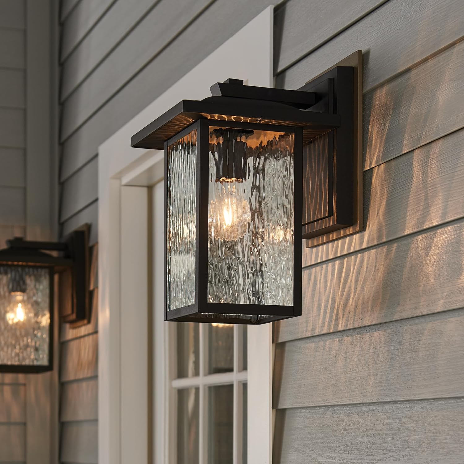 Kichler Capanna 13.25" Outdoor Wall Light in Black, 1-Light Exterior Wall Sconce Porch Light with Clear Water Glass, (13.25" H x 8.5" W), 49925BKT