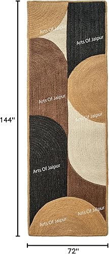 Miniatura 10 de ARTS OF JAIPUR Collection - Alfombra de pasillo de 3 x 10 pies trenzada a mano, alfombra grande de yute respetuosa con el medio ambiente, alfombra