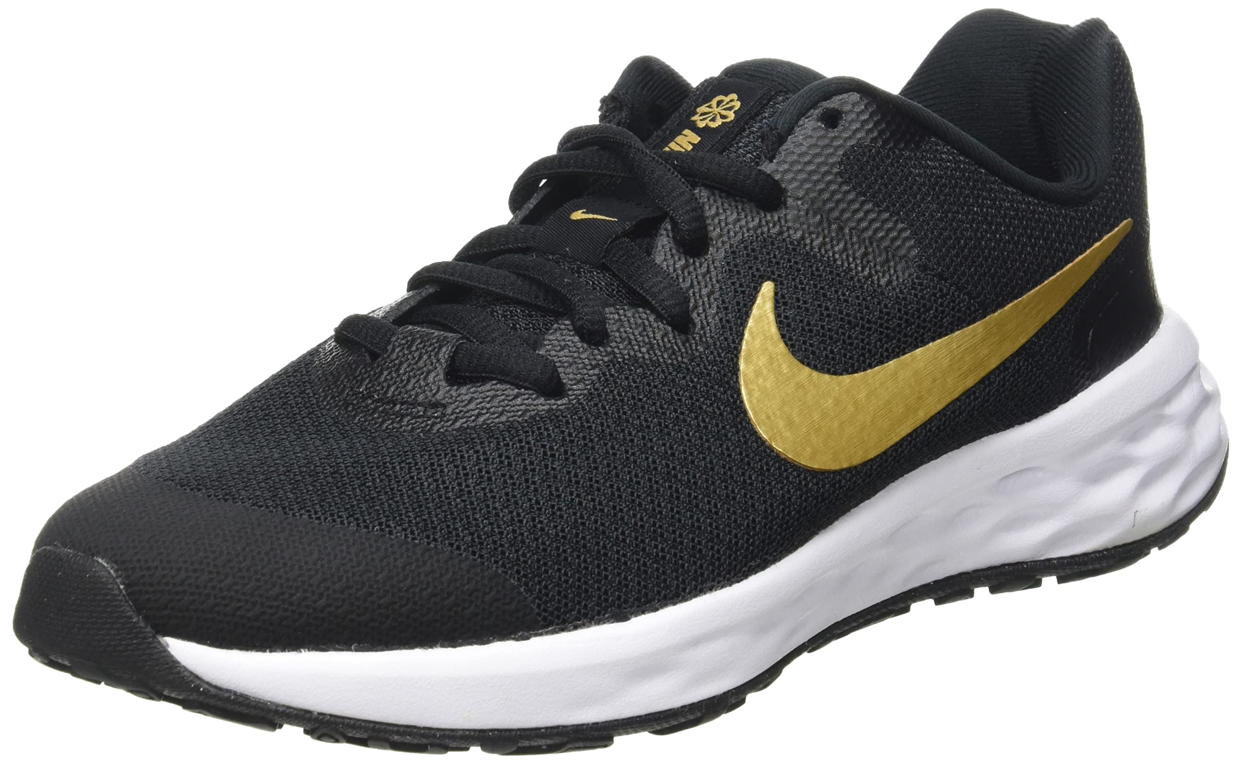 NikeUnisex Kid's Revolution 6 Nn (Gs) Gymnastics Shoe, Black Mtlc Gold White, 36.5 EU