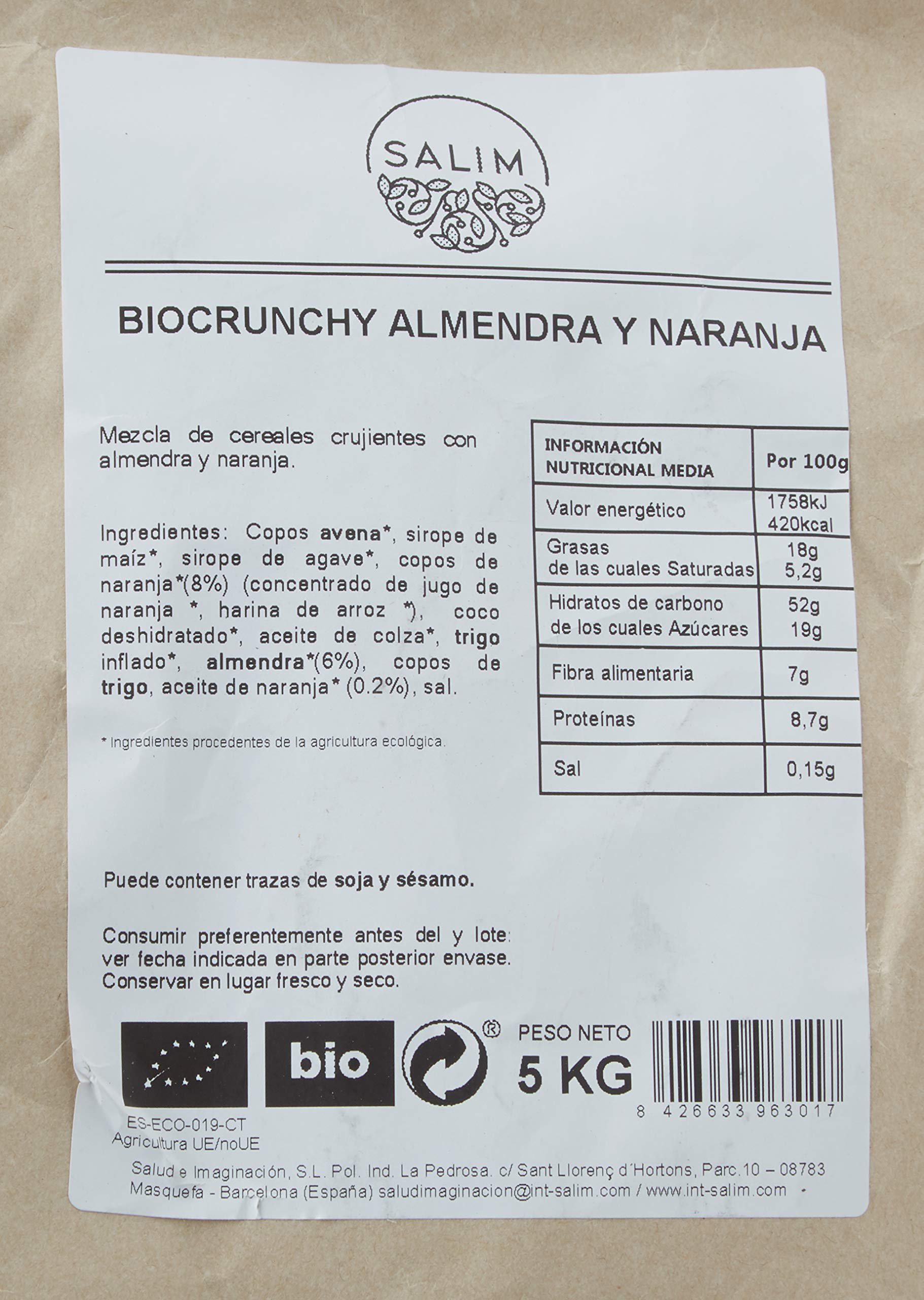 Graneles Granel Eco Biocrunchy Almendra Y Naranja 5 Kggrane 5000 g