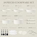 CAROTE 11pcs Pots and Pans Set Non Stick, Cookware Sets Detachable Handle, RV Kitchen Set Removable Handle, Oven Safe, Induction Ready, Stackable Non-Stick Set, Cream White