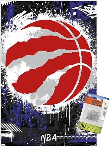 Trends International NBA Toronto Raptors - Póster de pared con el logotipo Maximalist 23, 14.72 x 22.37 pulgadas, paquete de póster premium y alfiler
