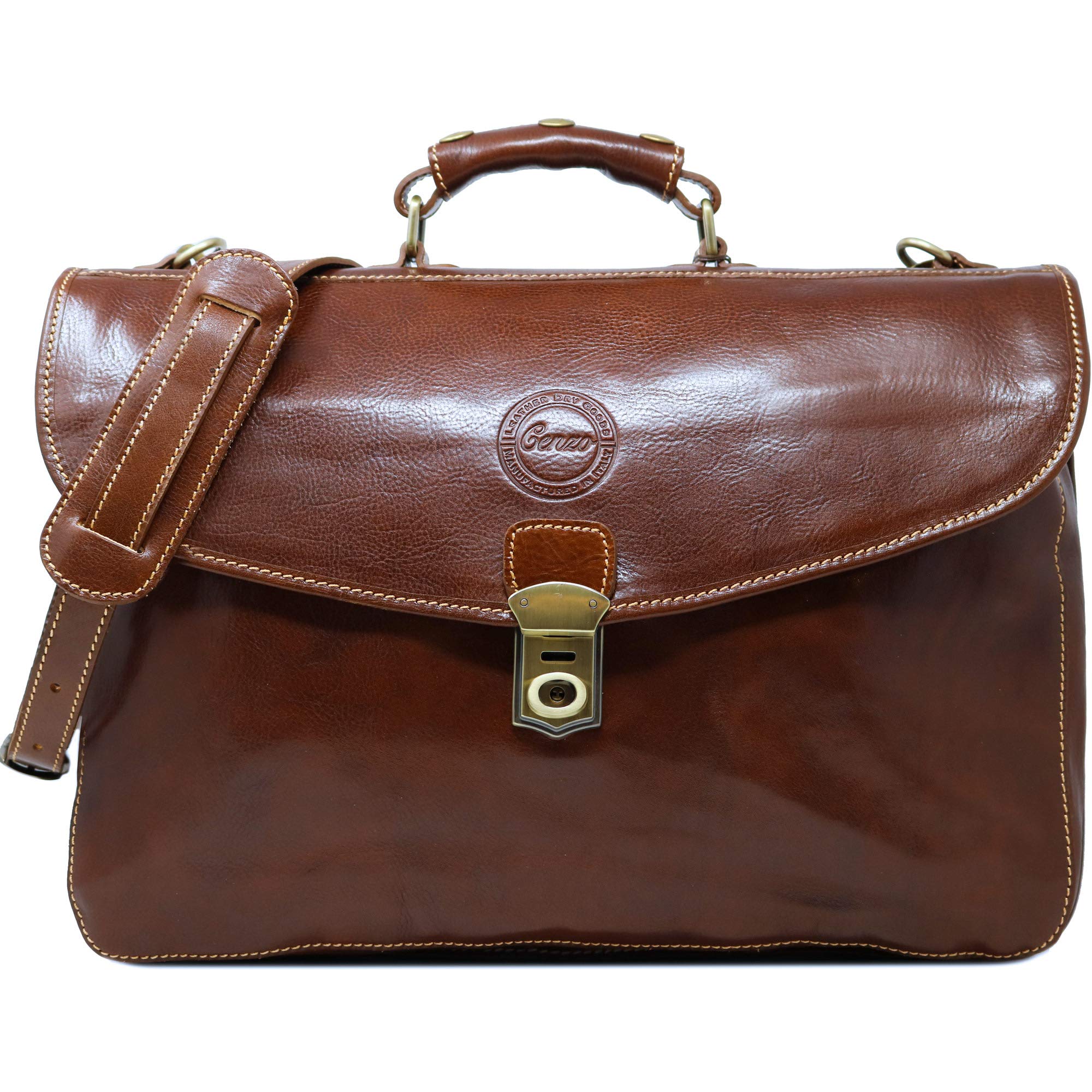 Cenzo4050 Italian Leather Briefcase Attache