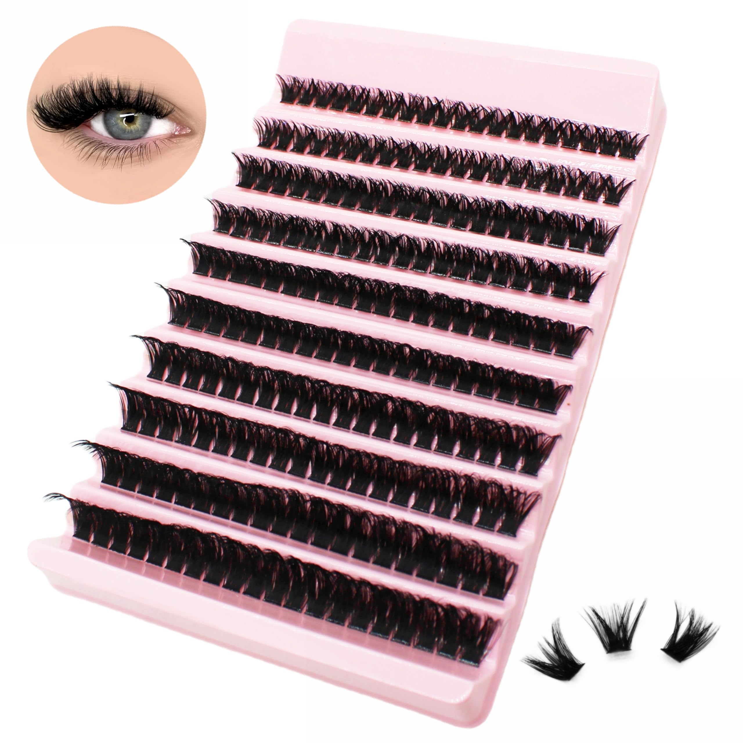 SelawastyThick Lash Clusters 80D Volume Eyelash Clusters 8-16mm 200pcs Wispy Individual Lashes D Curl Cluster Eyelash Extensions False Lashes DIY Lash Extension(8-16mm,80D)