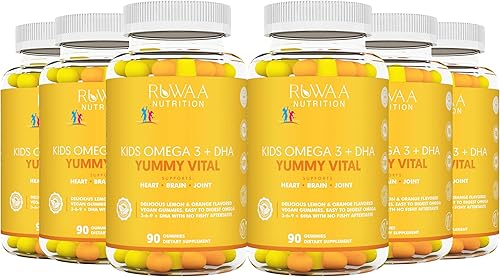 Gomitas Omega 3 para niños, gomitas DHA para niños, Omega 3 6 9 a base de plantas + DHA y vitamina C apoyo inmunológico, corazón, cerebro,