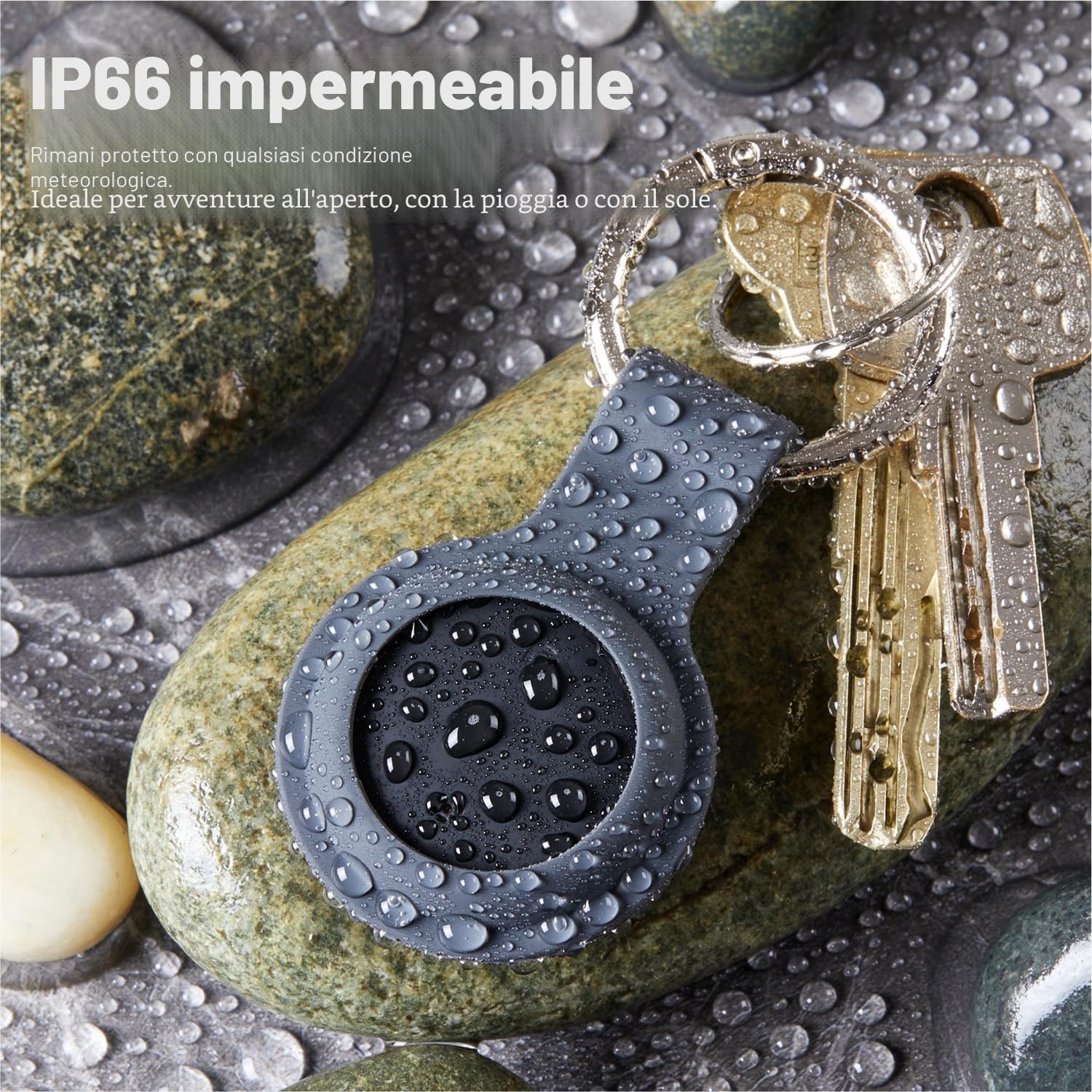 Reyke Tracker Android, Smart Tag Bluetooth, Localizzatore Chiavi | Compatibile con Google Find Hub, Solo Android, IP66, per Chiavi, Bagagli, Valigie e Portafogli, Nero, Confezione da 4