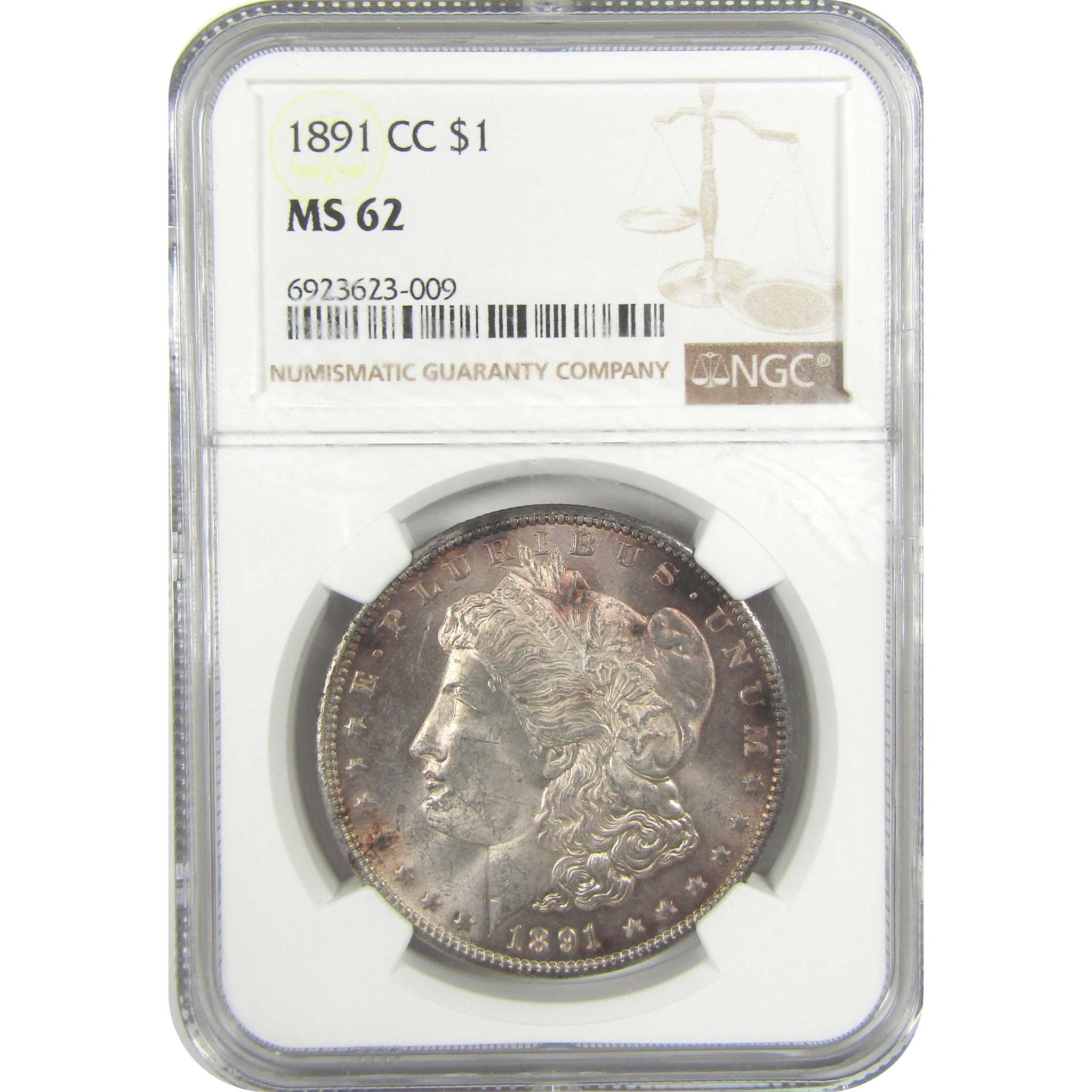1891 CC Morgan Dollar MS 62 NGC Silver Uncirculated $1 Coin SKU