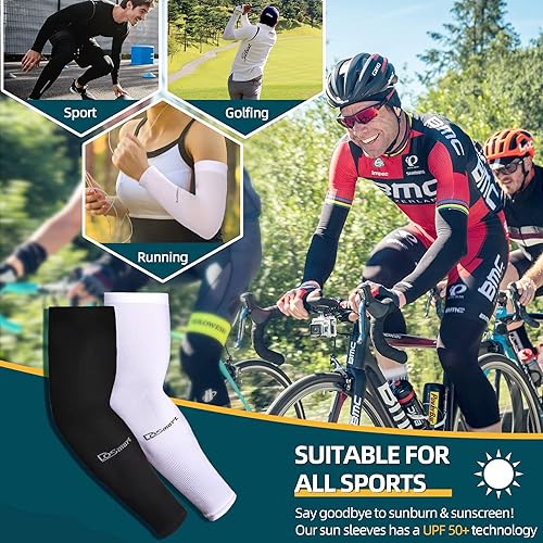 Miniatura 6 de DoSmart Mangas de brazo de enfriamiento unisex de seda negra para deportes al aire libre (conducciónequitaciónbaloncestosenderismogolf)