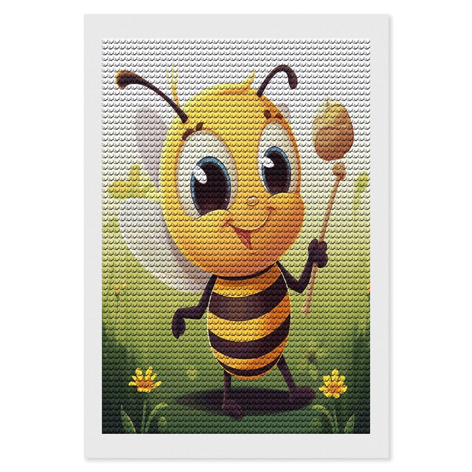 FekiLoot Honey Beem Paint by Numbers Kit for Adults Beginner DIY Diamond Dots Paintings Round Full Drill Diamond Art Kits Picture Diamond Art Painting Kits for Home Decor 8"x12"