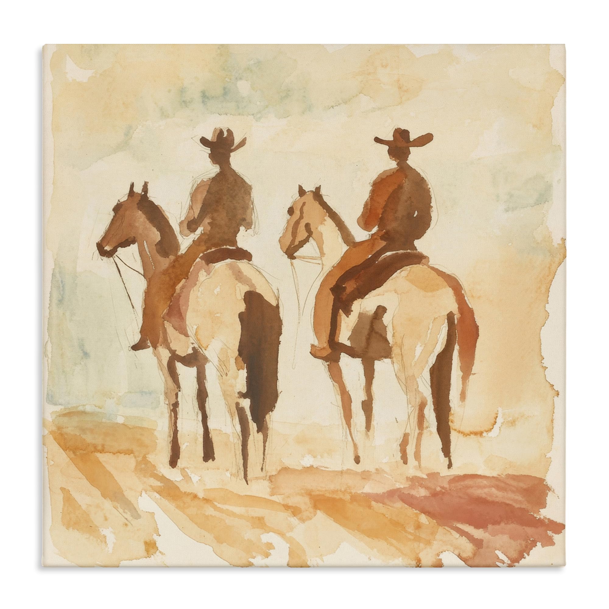 Stupell Industries Unframed 'Western Watercolor Cowboys Left'| Canvas Art
