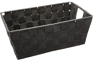 Whitmor Woven Strap Small Shelf Tote in Black: The Perfect Gift Basket Solution