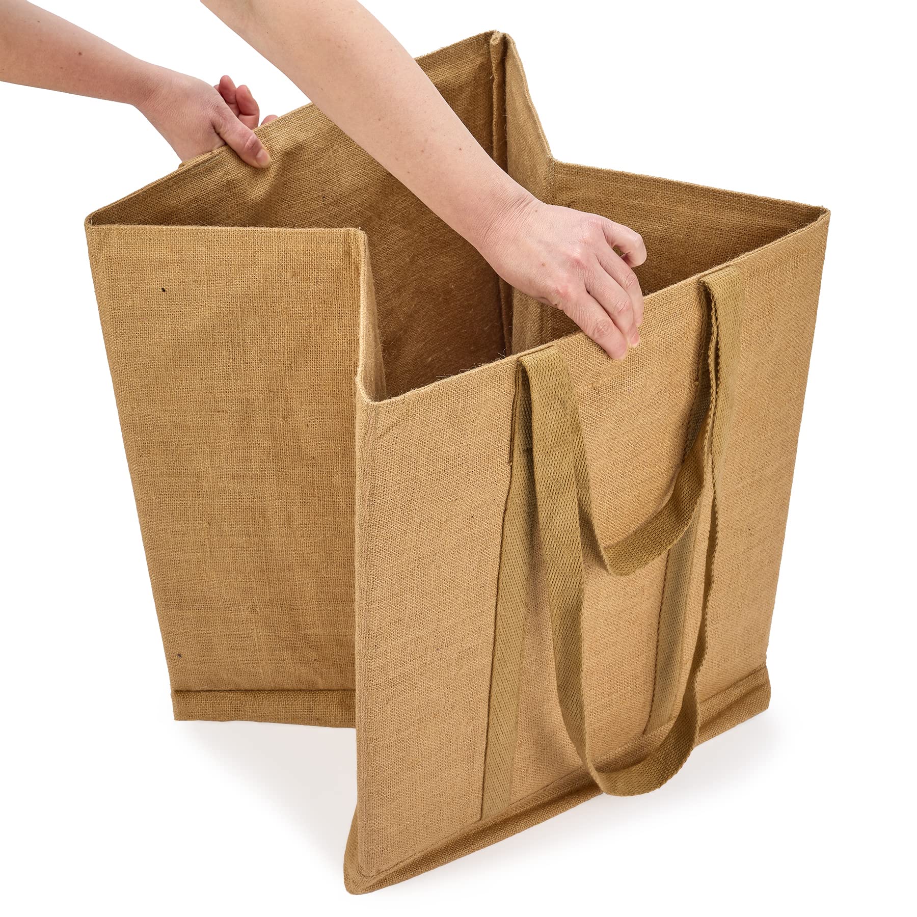 Cesta de tela de yute natural con ruedas giratorias, 45 x 45 x 50 cm, 100 litros, bolsa para troncos, Rengement en casa