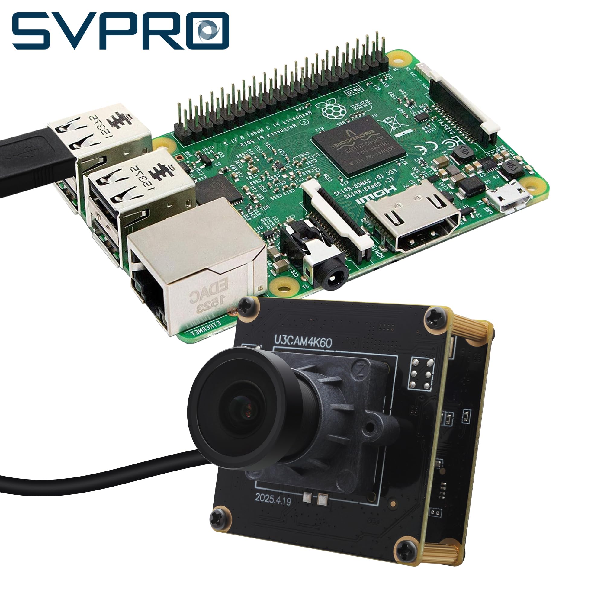 SVPRO Caméra USB 3.0 4K 60pfs, IMX678 haute résolution avec objectif M12, UVC caméra d'ordinateur Plug and Play pour Windows, Linux, MacOS, Android (L39 -M12 (FOV 120°))