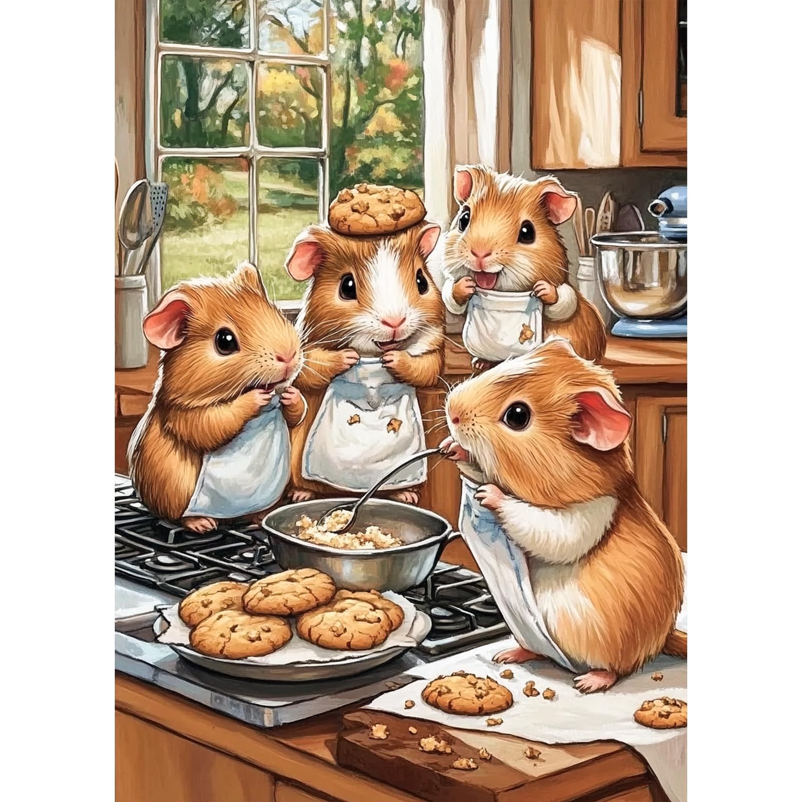 TOSTOG Diamond Painting Kits for Adults,Hamster Cookies 5D DIY Diamond Art Kit Full Drill Diamond Crystal Rhinestone Arts and Crafts Picture for Home Wall Decor 30x40cm