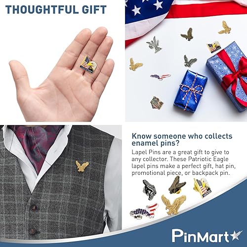 Vista 9 de Pin de solapa Gold Eagle, paquete de 50, Metal, No es una piedra preciosa