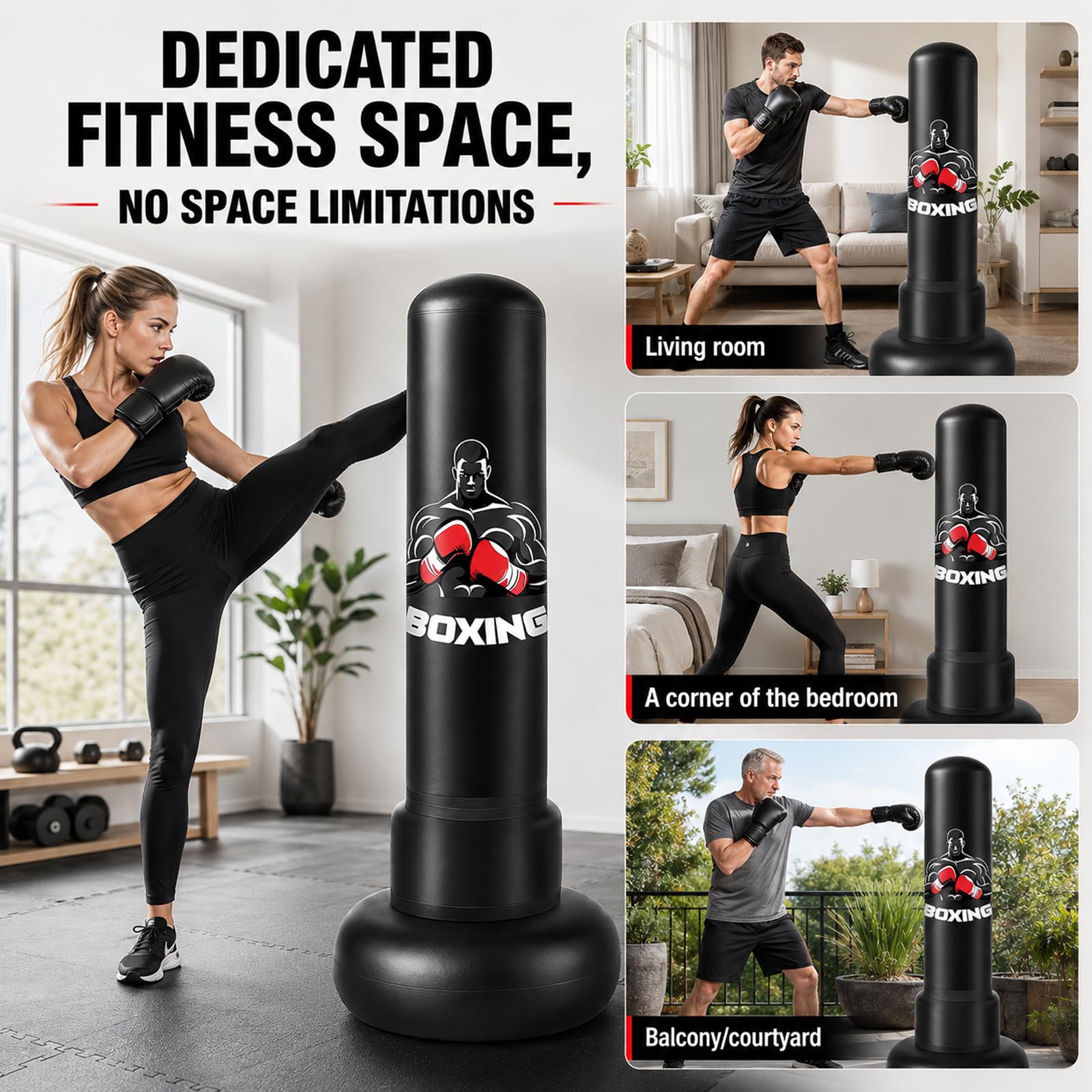 Boxsack Erwachsene Aufblasbarer Standboxsack Punching Bag mit Pumpe