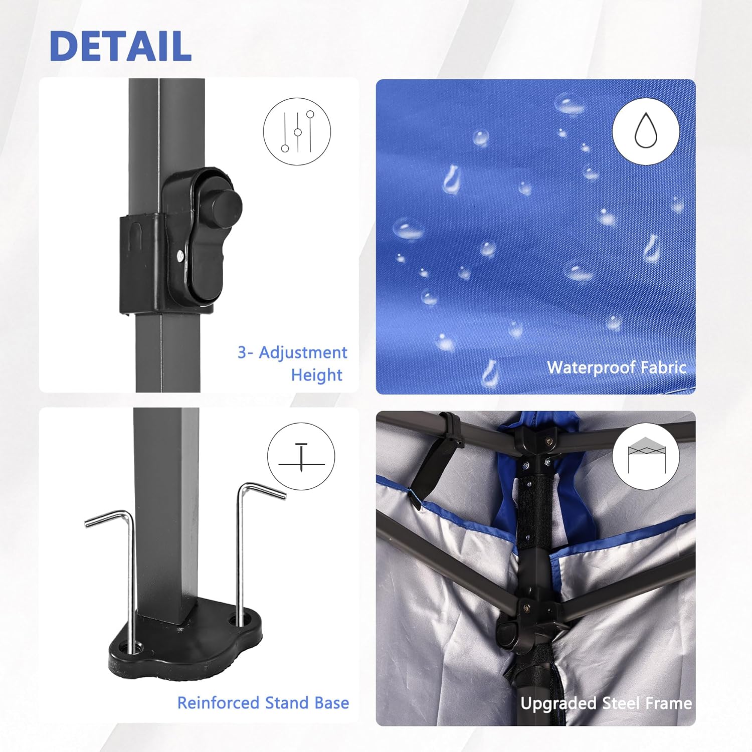 GDY 10x20 ft Instant Pop up Canopy, Folding Heavy Duty Height Adjustable Shelter Gazebos with Wheeled Bag,Blue.