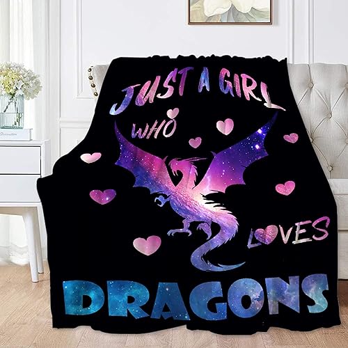Miniatura 2 de Just A Girl Who Loves Dragons - Manta de franela de forro polar, de microfibra, ligera, suave y acogedora para sofá, cama, para todas las