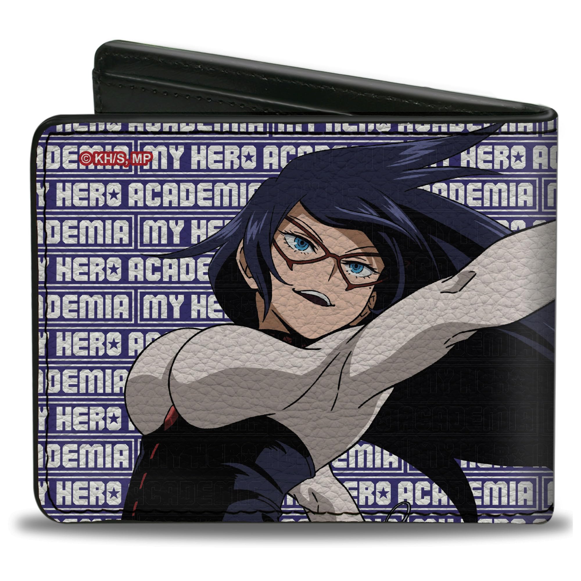 Buckle-Down Crunchyroll Wallet, Bifold, My Hero Academia Midnight Jumping Pose and Logo Blue White, Vegan Leather