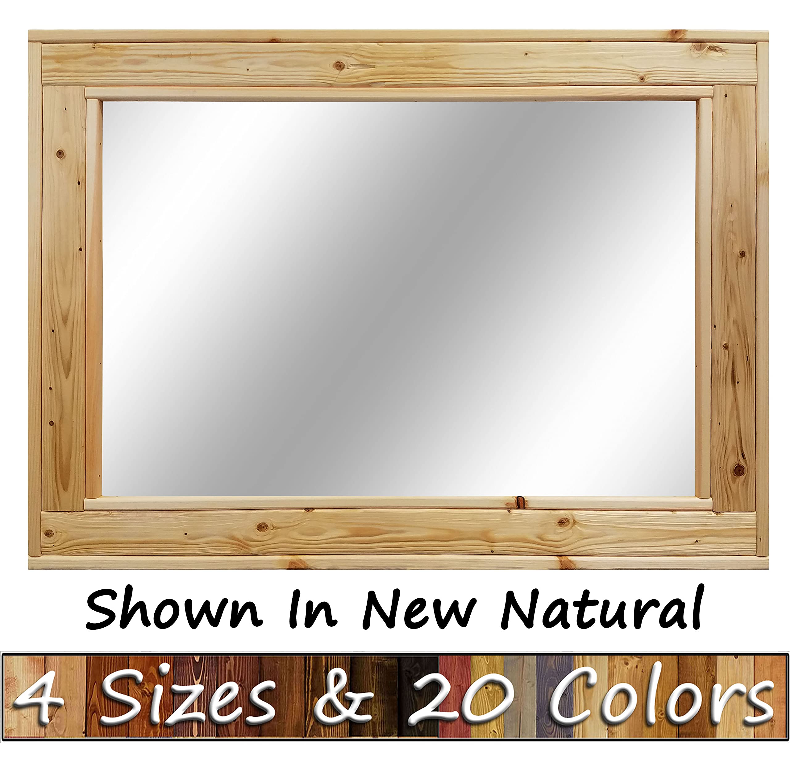 Herringbone Reclaimed Wood Framed Mirror, Available in 4 Sizes and 20 Stain colors Shown in New