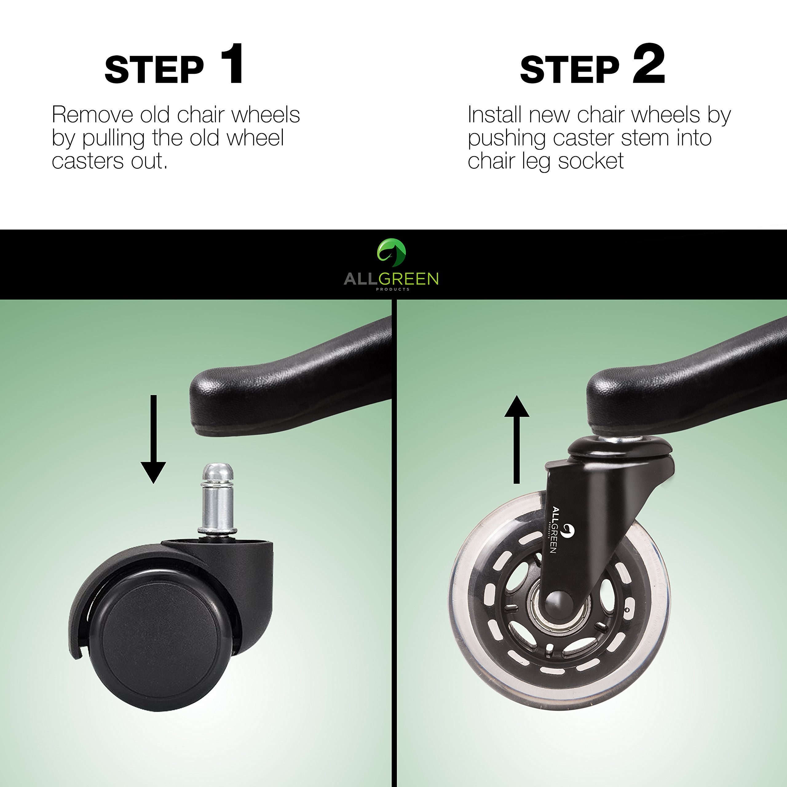 ALLGREEN Office Chair Caster Wheels Set of 5 Heavy Duty Casters. Safe