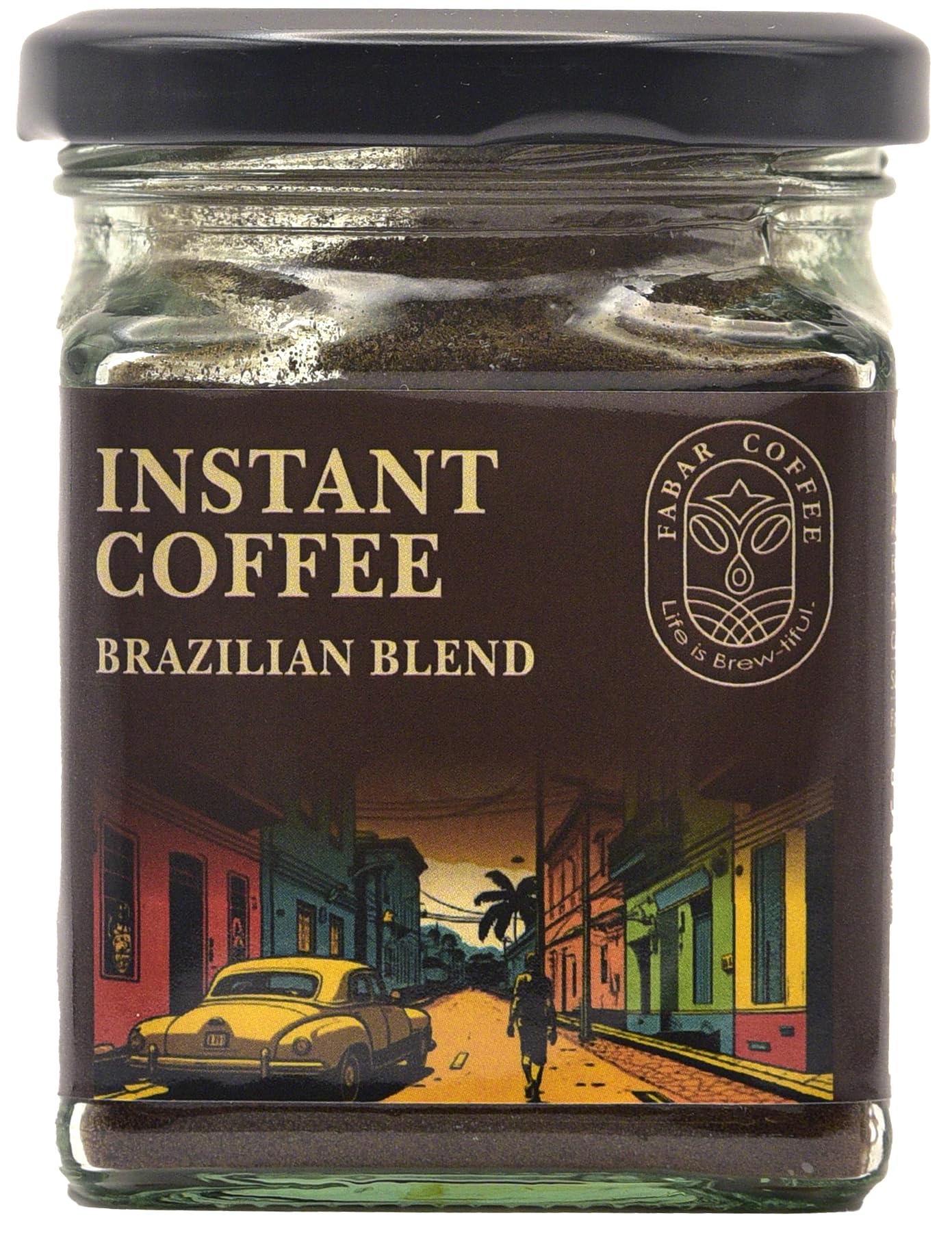 Fabar Coffee Brazilian Blend Arabica Instant Coffee Powder | Rich, Strong & Smooth | Espresso, Latte, Cappucino & Dalgona | 50g Glass Jar (Arabica Instant Coffee)