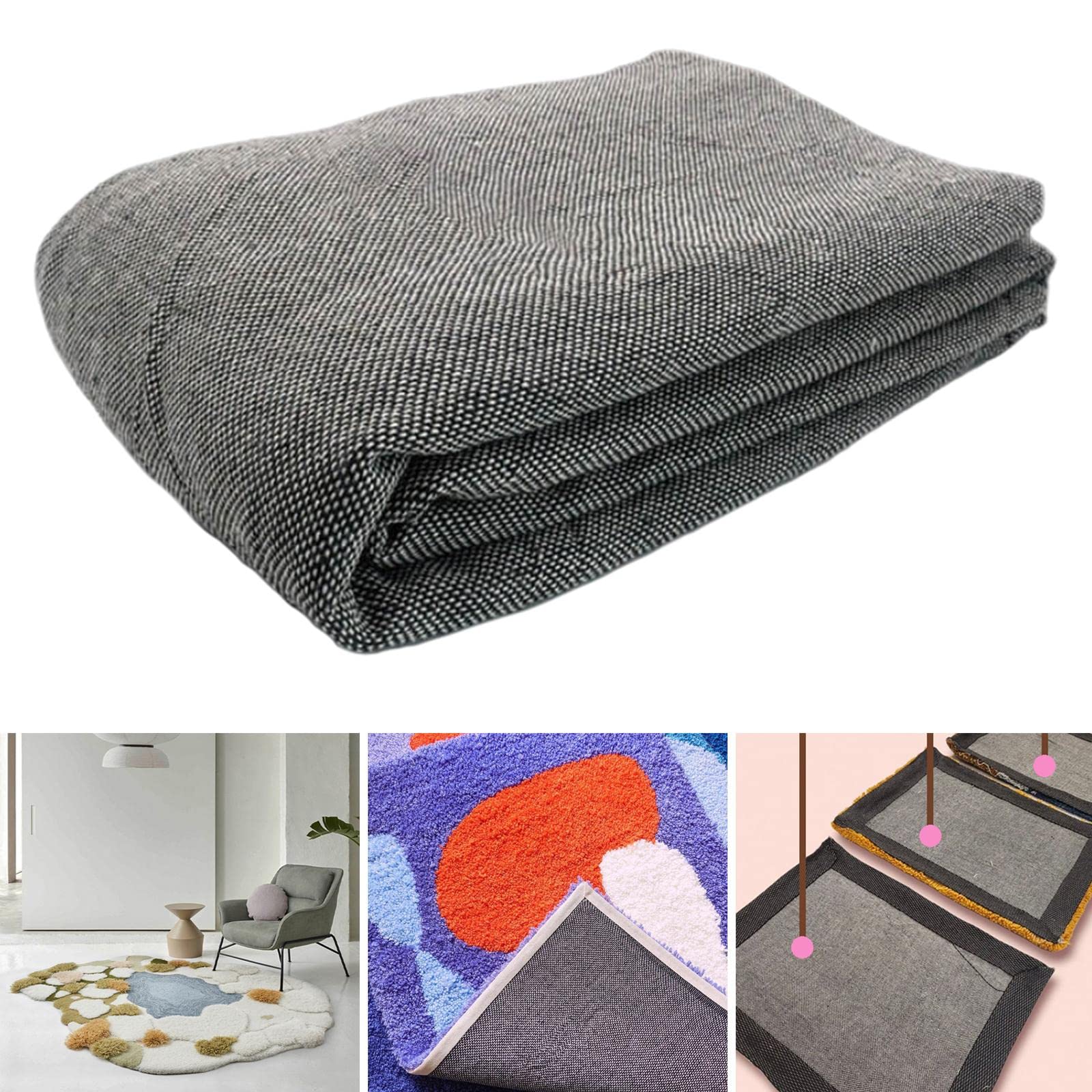 Sharplace rutschfest Teppich-Unterlage Tufting Tuch Unterstoff 1 x 5M, Tufting-Stoff für Teppiche, Filzstoff, Final Backing Cloth Rug Fabric Woven Tool, Teppichunterlage, Rückseite Stoff DIY, Grau
