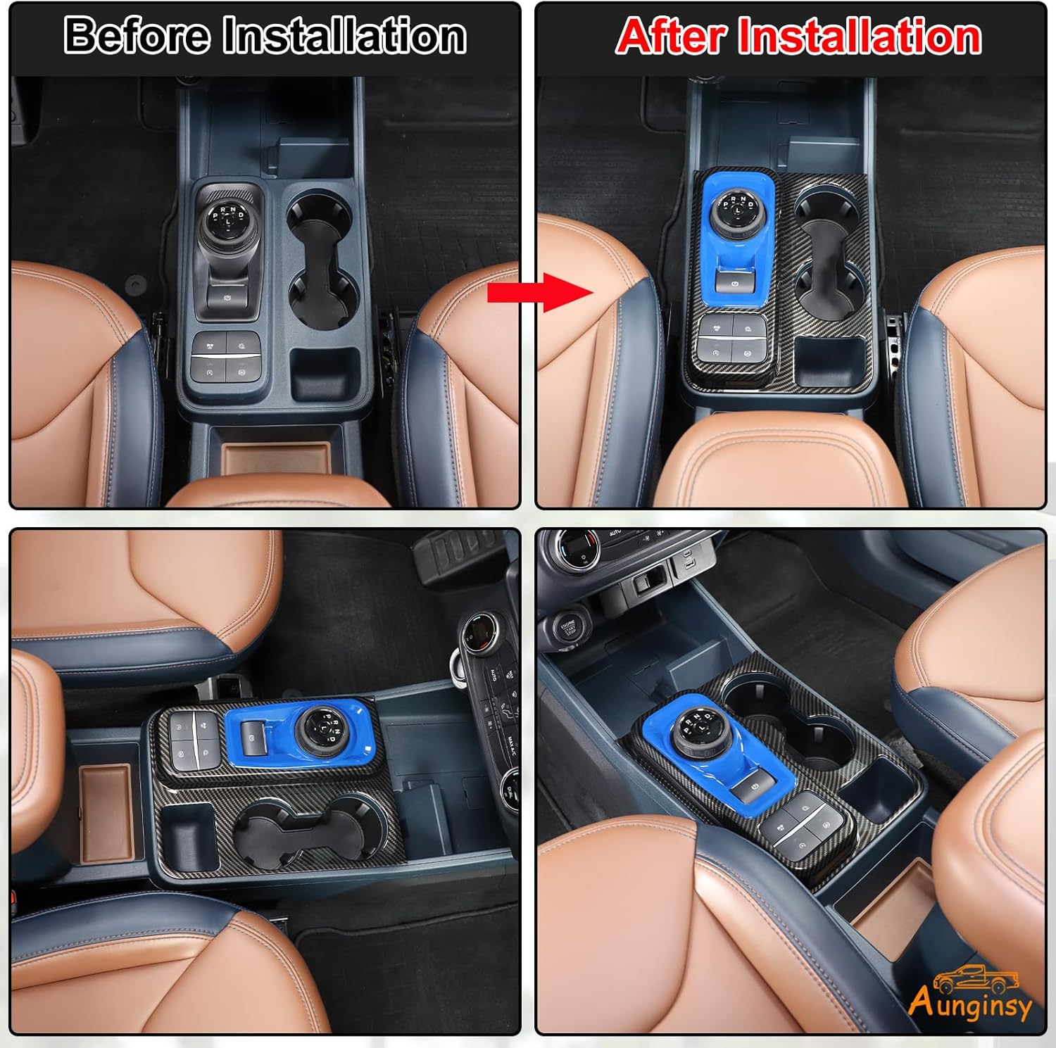 Aunginsy Central Control Gear Shift Box Panel Cover Trim Compatible Ford Maverick 2022 Gear Shift Panel Cover Car Gear Shift Knob Console Panel Trims Cup Holder Frame Interior Decoration Accessories