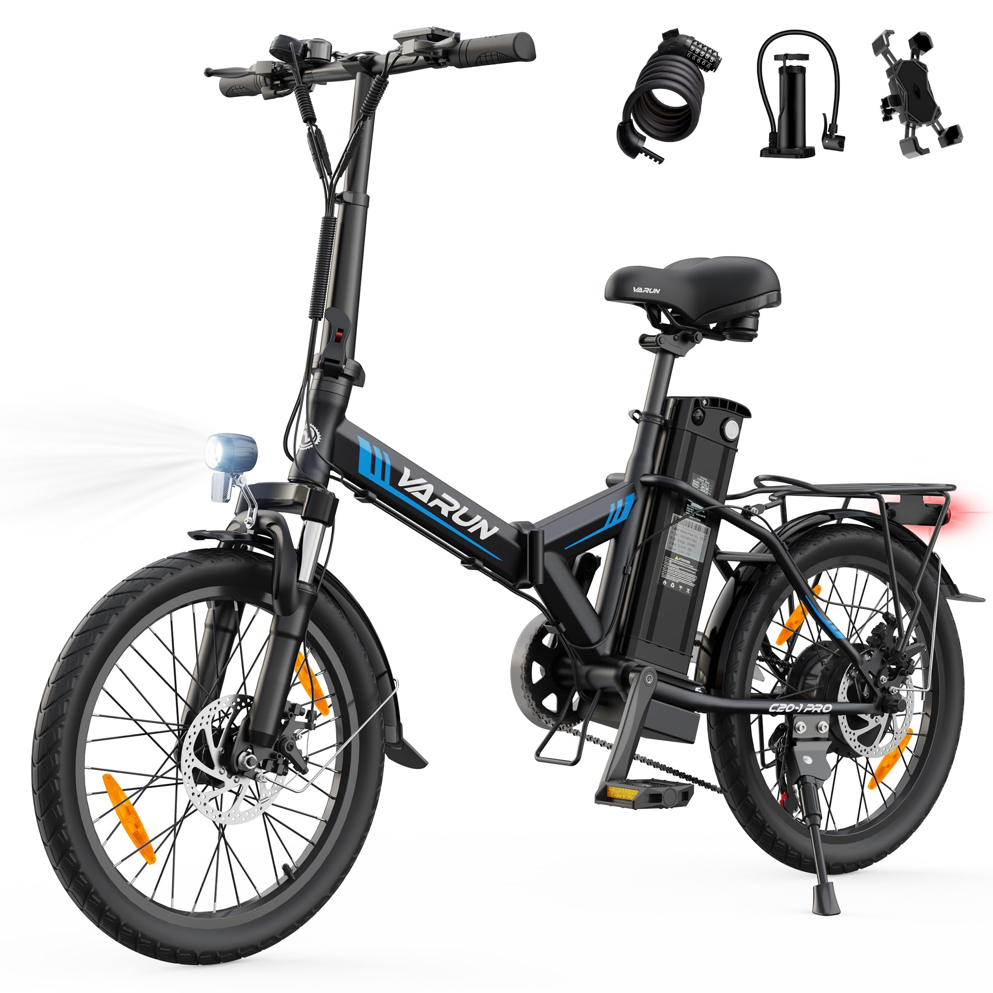 VARUN Bici Elettrica Pieghevole, 20'' Bicicletta Elettrica Uomo/Donna, Batteria Rimovibile 48V 624Wh, Autonomia di 100Km, 7 Velocità Ebike Adatta al Pendolarismo Urbano