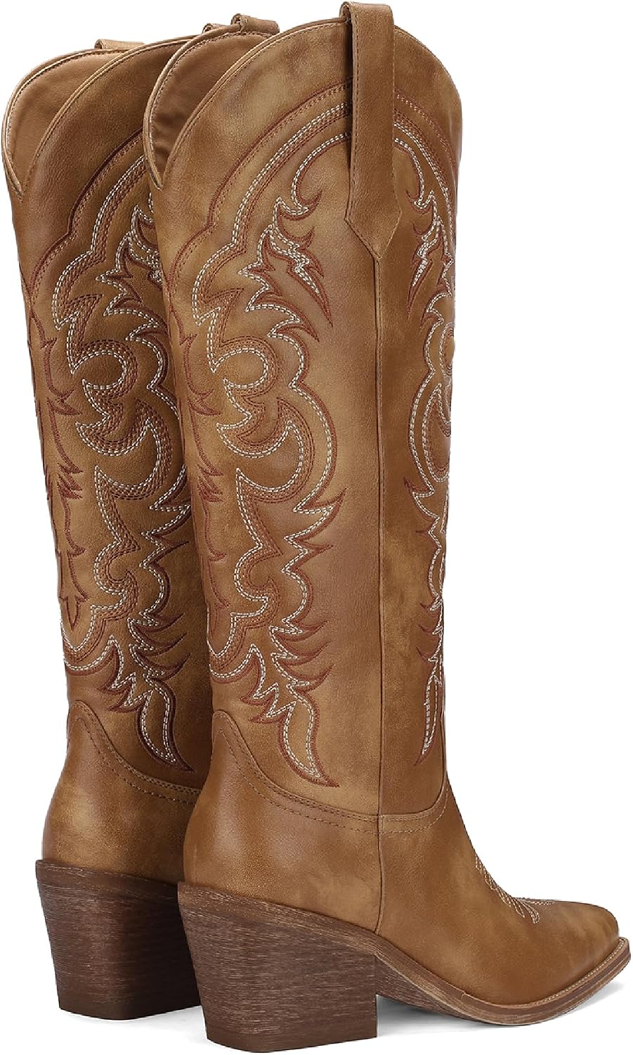Women's Exquisite Embroidered Western Cowboy Boots Knee High Wide Calf for Fall Fashion