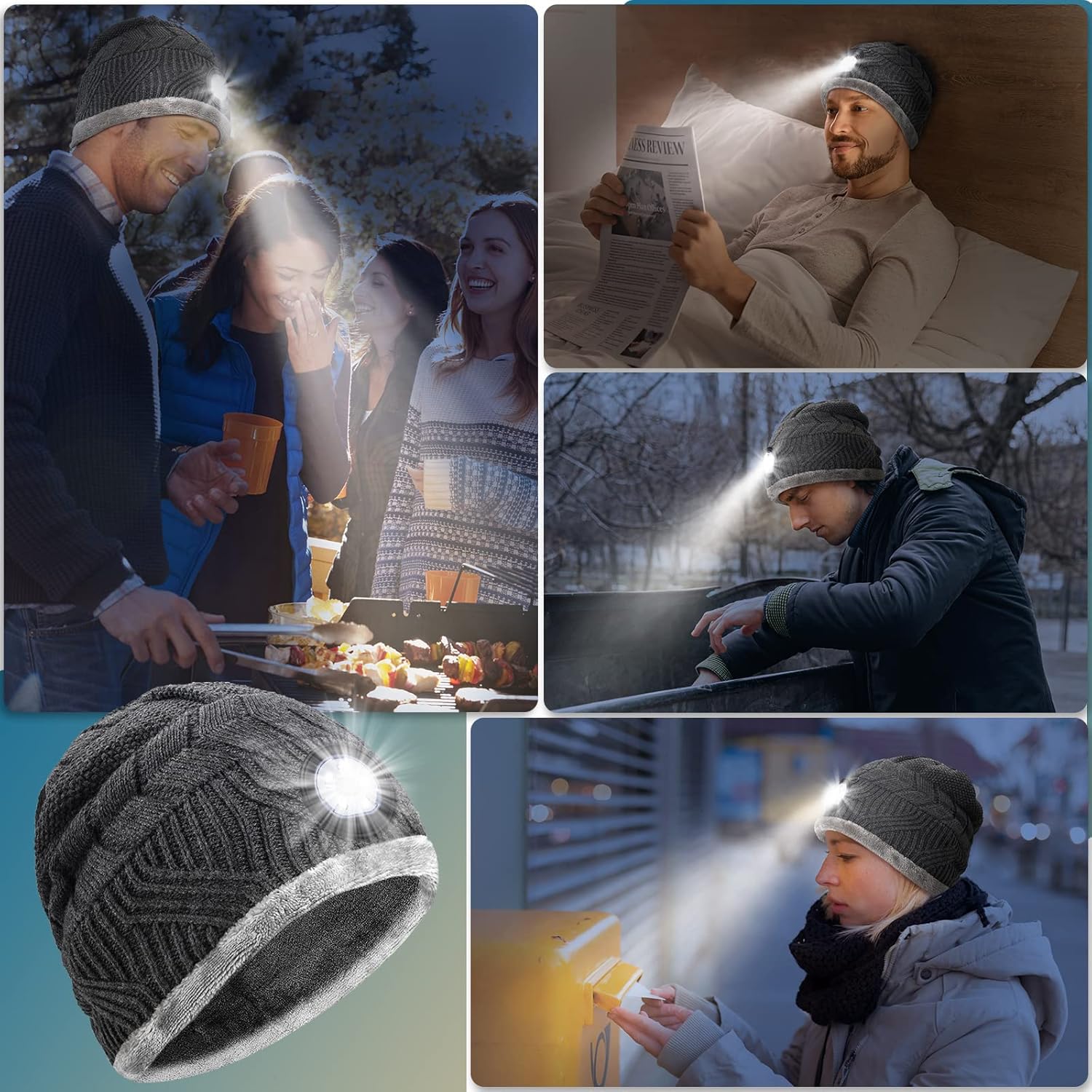 HIGHEVER LED Beanie Hat with Light: Christmas Stocking Stuffers for Men Adult Cool Gifts for Teen Boys Men Dad Winter Gifts - Image 4