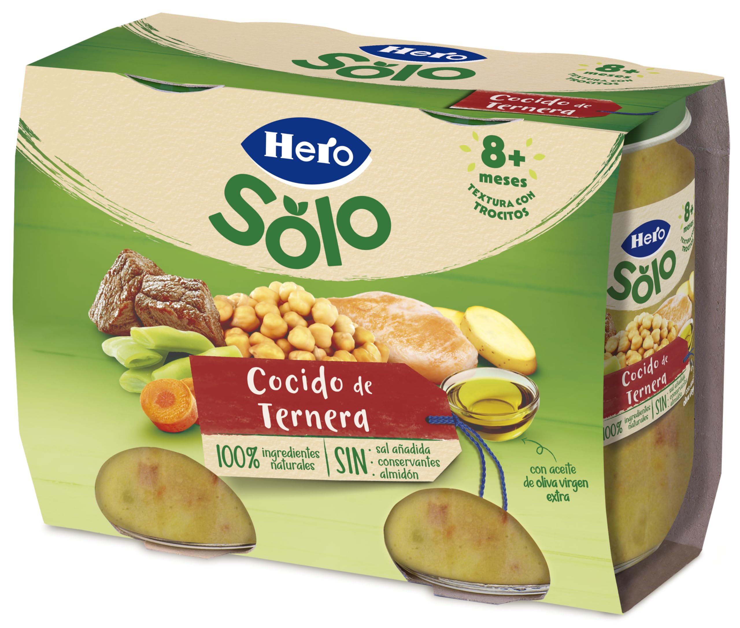 Hero Baby Recetas Caseras Potito de Cocido de Ternera para Bebés a partir de 8 meses Pack de 2 x 190 g