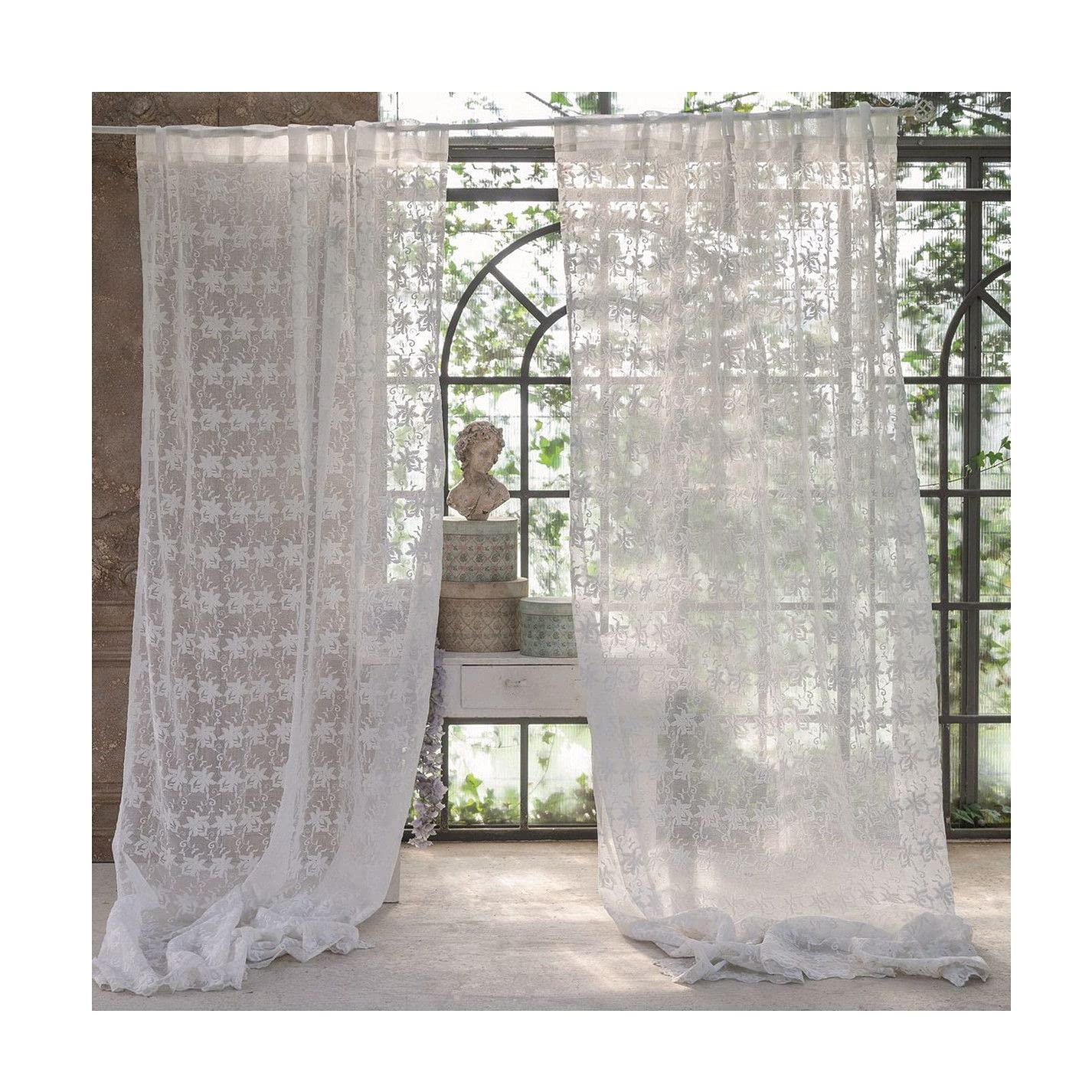 Blanc MaricloFregio embroidered curtain with loops 150 x 300 + 10 cm white