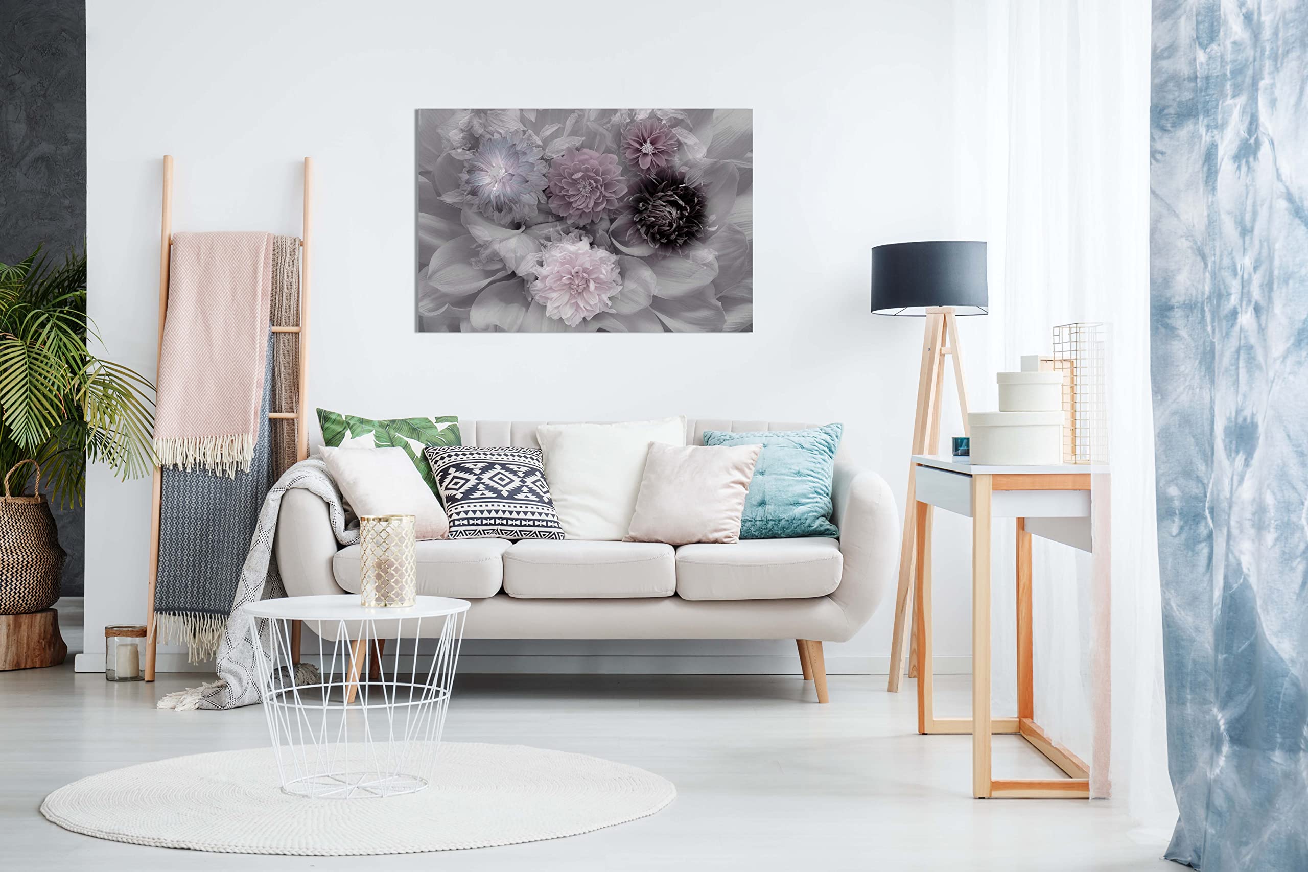Panther Print Fine Art Prints Kunstdruck auf Leinwand, Motiv Dahlien, Blumen, Kunstdruck auf Leinwand, für Zuhause, Wände, Schlafzimmer, Wohnzimmer und Badezimmer, 76 x 51 cm
