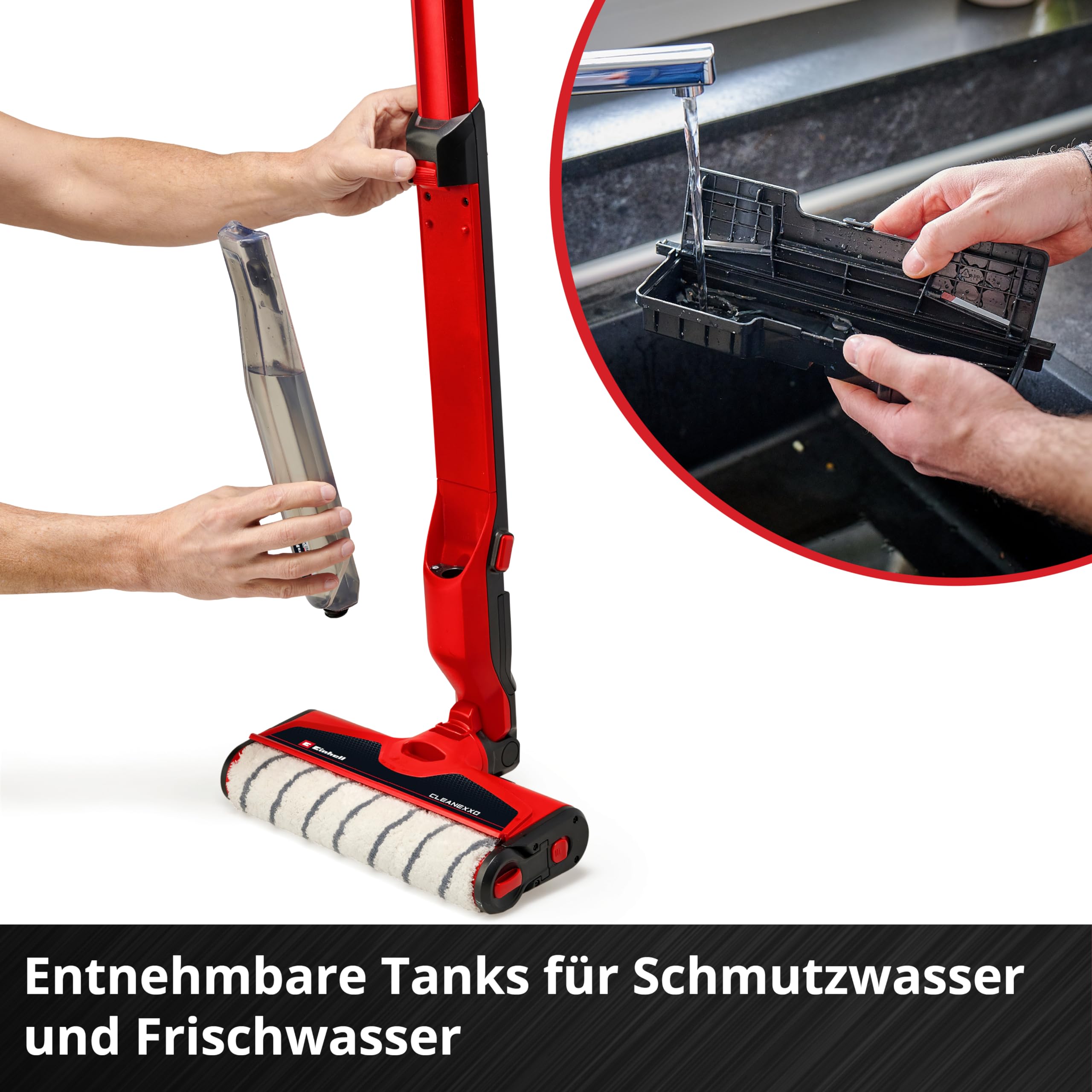 Einhell Akku-Hartbodenreiniger CLEANEXXO Power X-Change (18 V, 290 mm Bürstenwalze, BOOST-Modus, Selbstreinigungsfunktion, steuerbare Wasserzufuhr, ohne Akku)