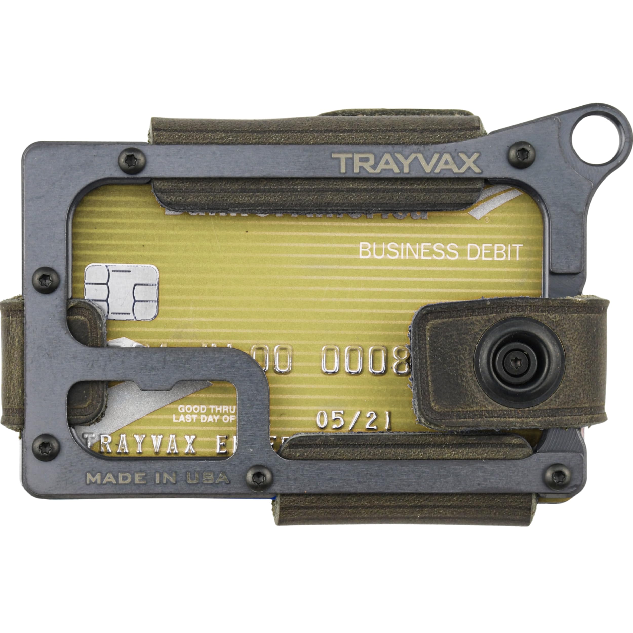 Trayvax Contour Wallet, RFID Front Pocket Money and Credit Card Holder, Minimalist Slim Leather Metal Wallet for Men and Women, Black Steel Grey