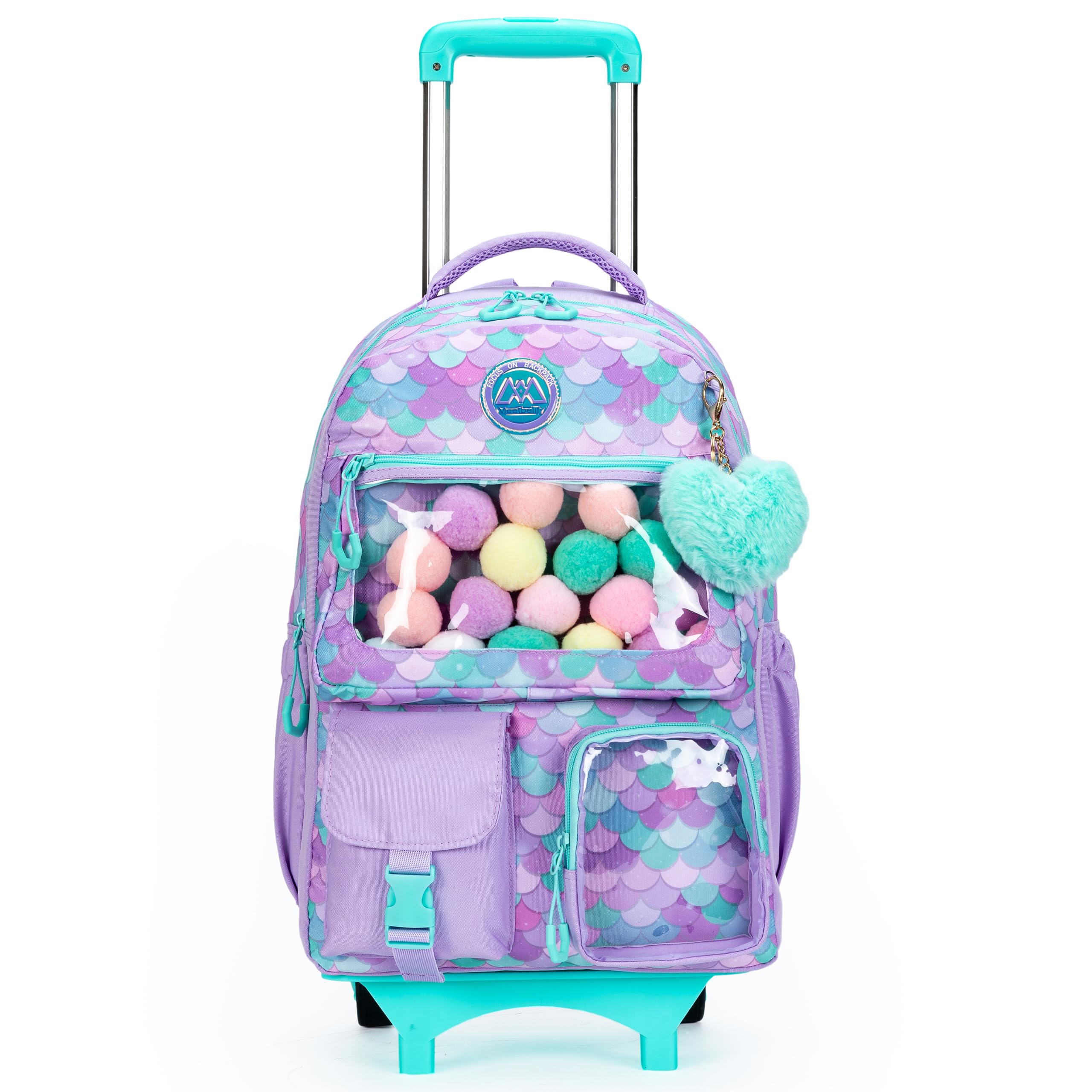 HTgroce Mochila Con Ruedas Niña con Estuche para Lápices y Bolsa para el Almuerzo, Mochilas Escolares Con Ruedas, Mochila 3 en 1 con Mochilas Escolares Con Ruedas