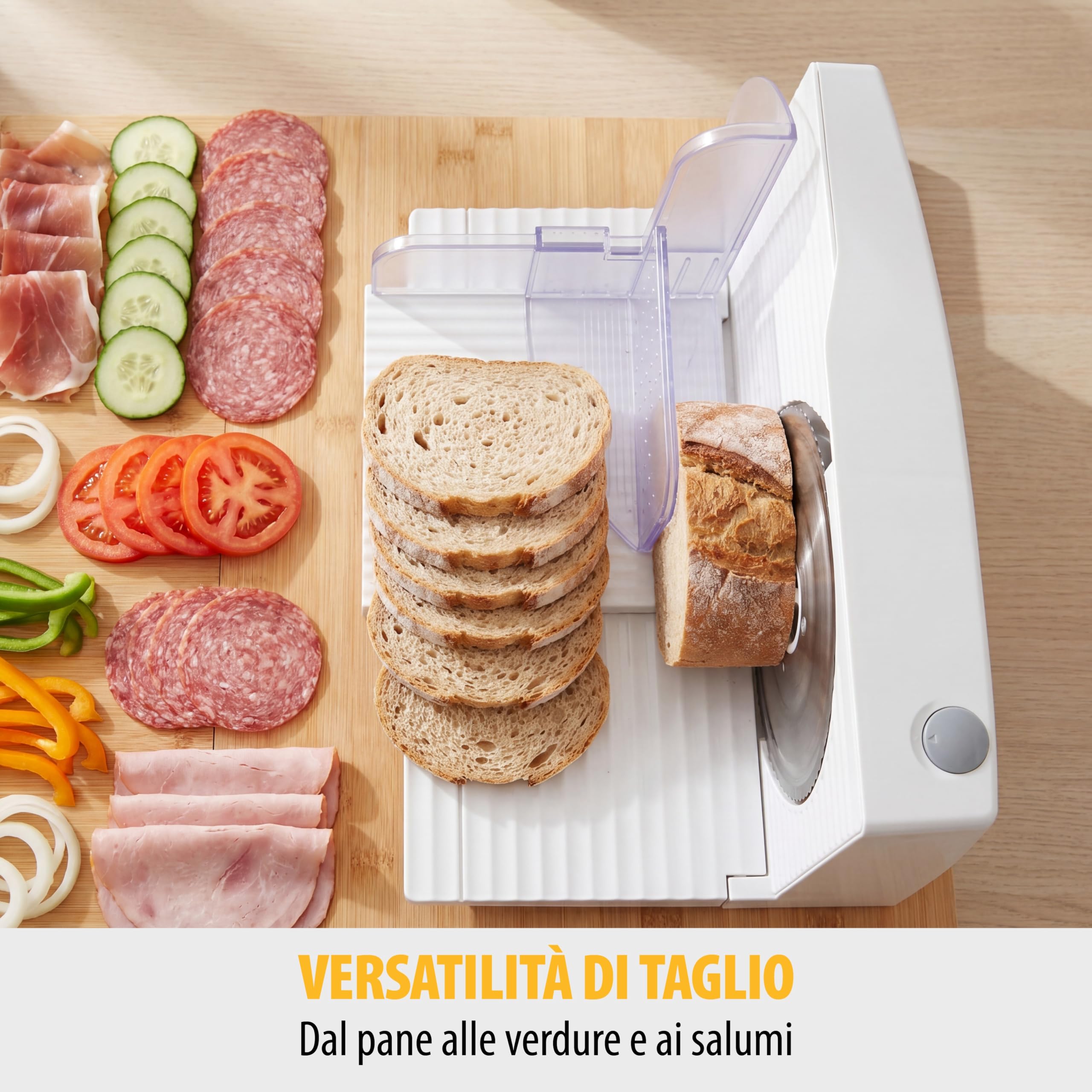 Tristar EM-2098 - Affettatrice multiuso con lama in acciaio inox da 170 mm, 150 W, spessore disco regolabile