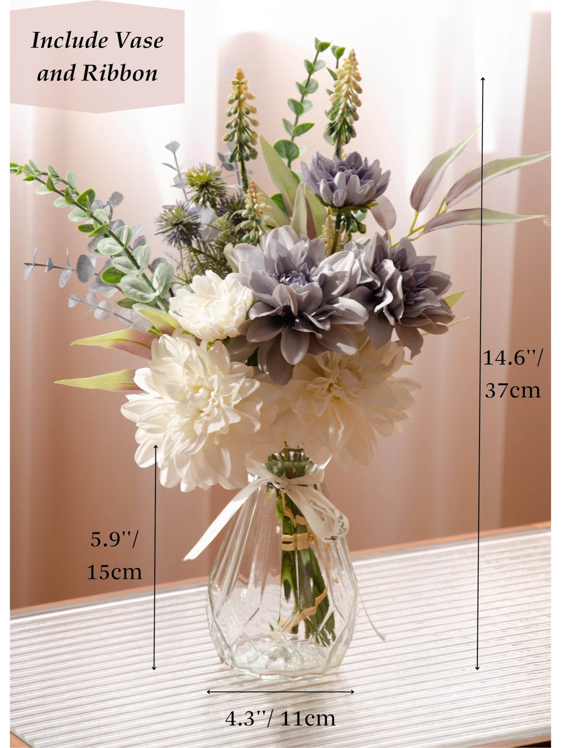 Kunstblumen Arrangement Dahlie 62cm - Täuschend Echte Seidenblumen Für Vase