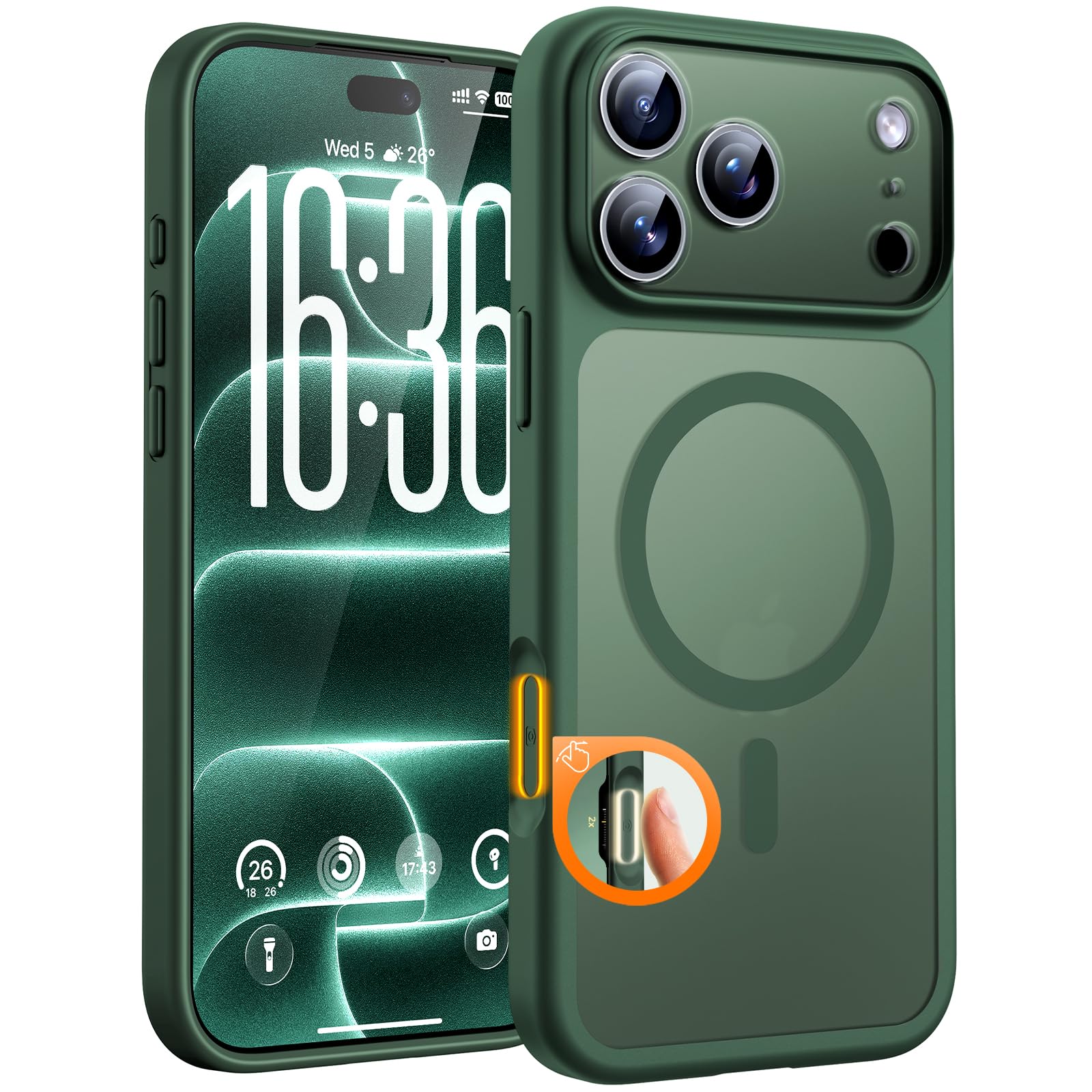 TOCOL for iPhone 18 Pro Case Alpine Green, Compatible with MagSafe