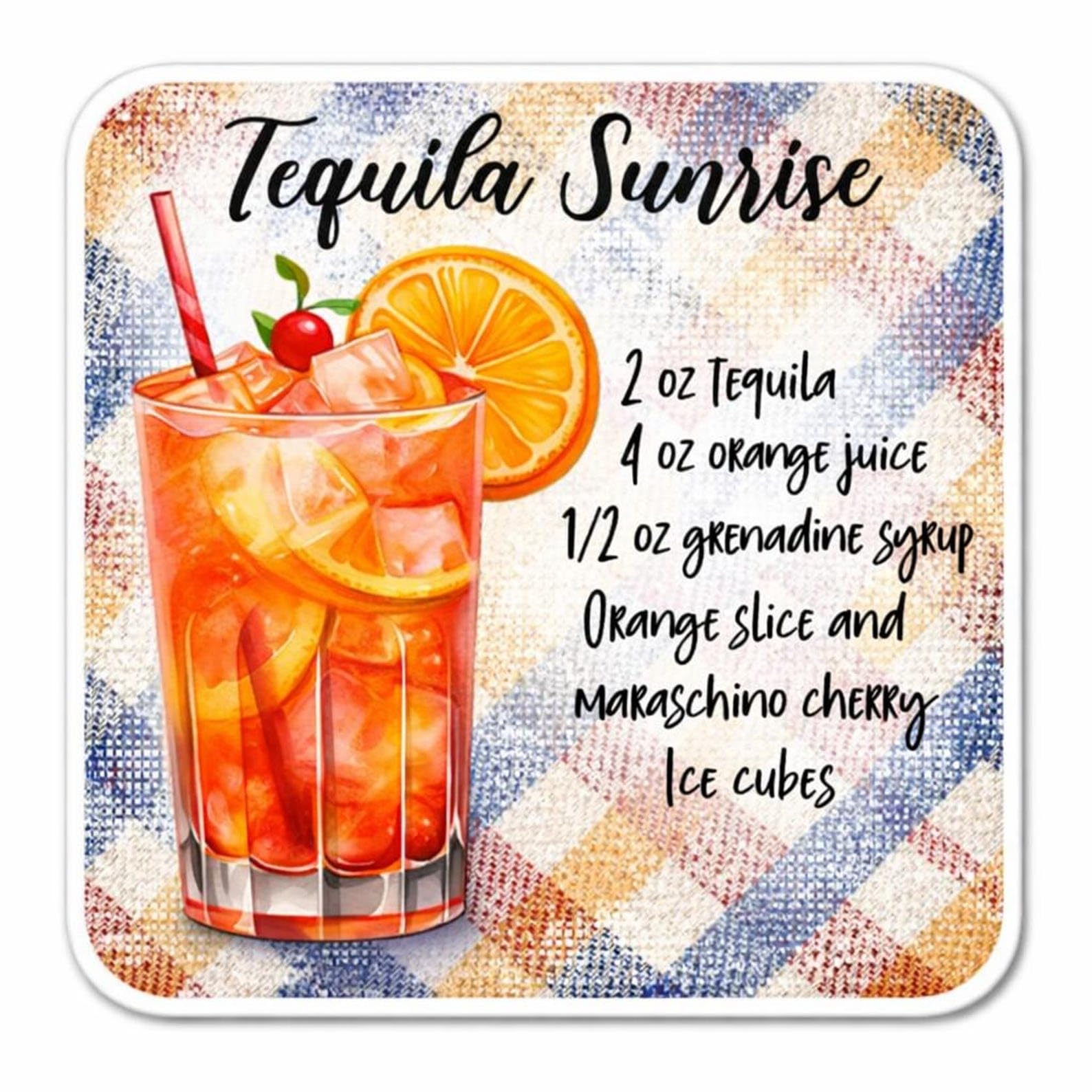 Half a Donkey Tequilla Sunrise Recipe Coaster