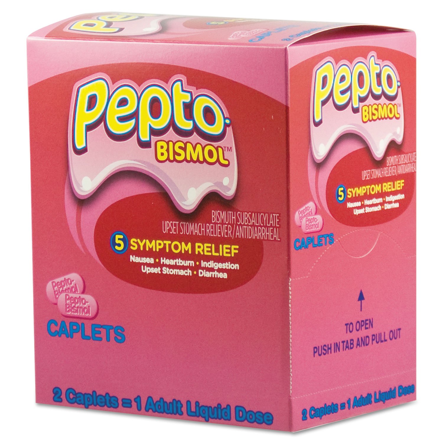 Pepto-Bismol BXPB25 Tablets, Two Tablets per Pack, 25 Packs/Box