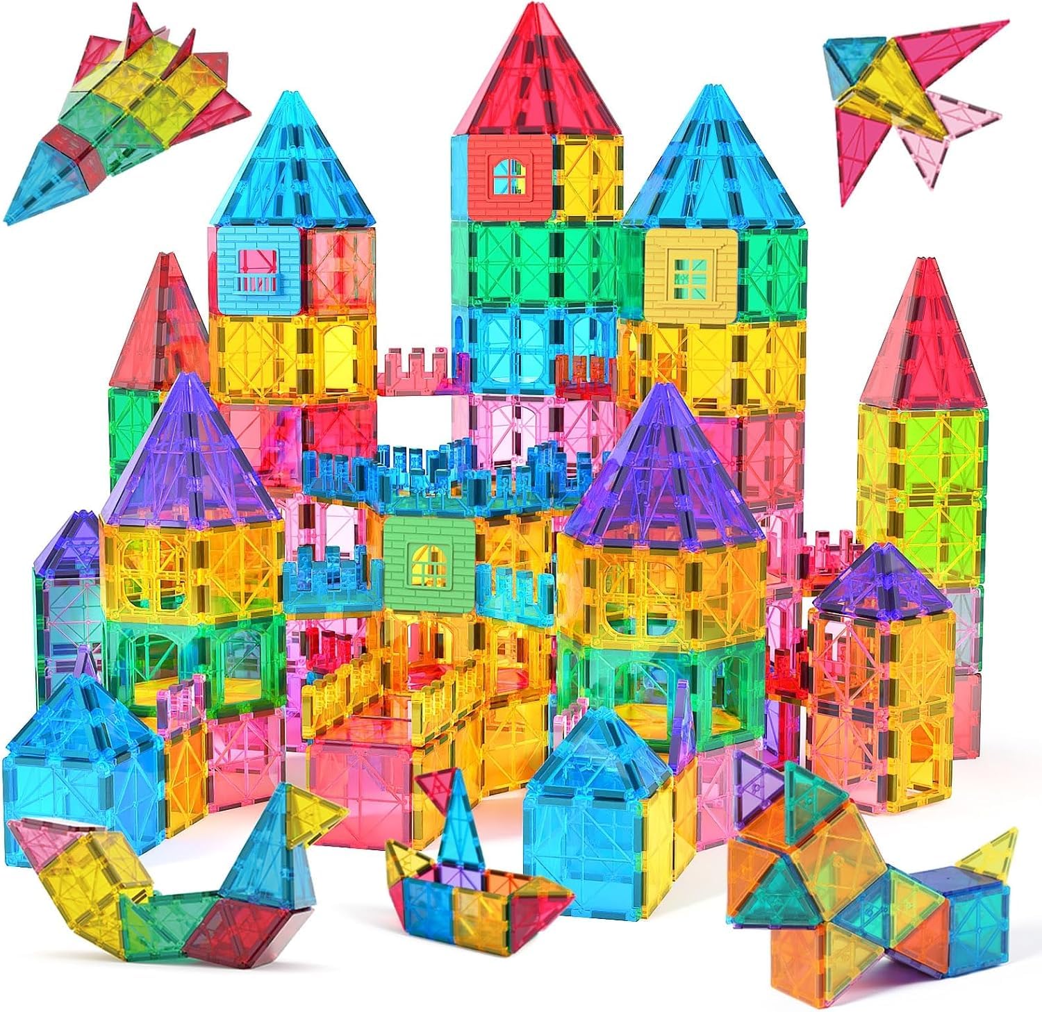 Jasonwell Magnetic Tiles Kids Toys Magnetic Blocks Building Sets 60pcs Educational STEM Toys for Toddlers Boys Girls 3-1